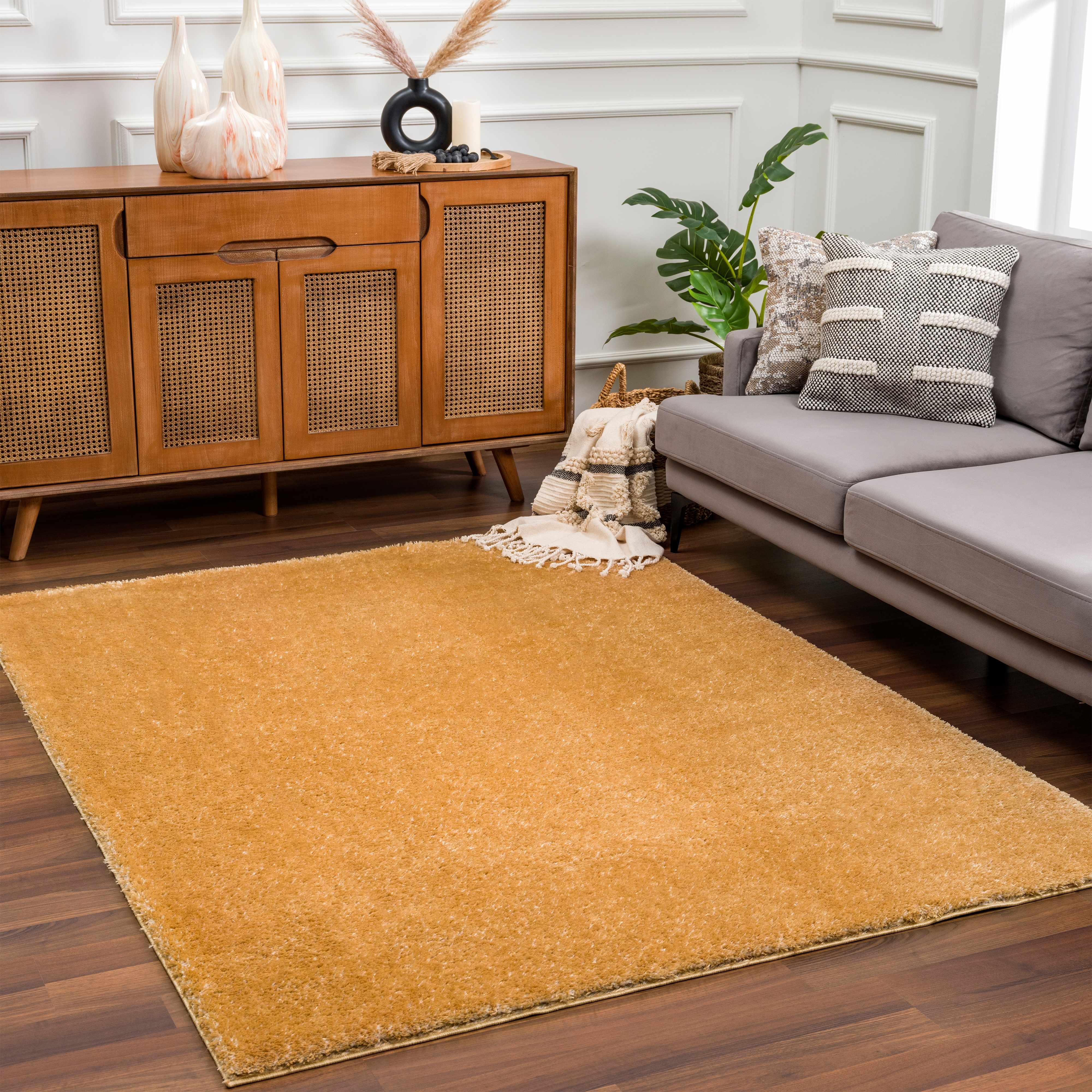 Heavenly Solid Mustard Plush Rug - Clearance - Image 11