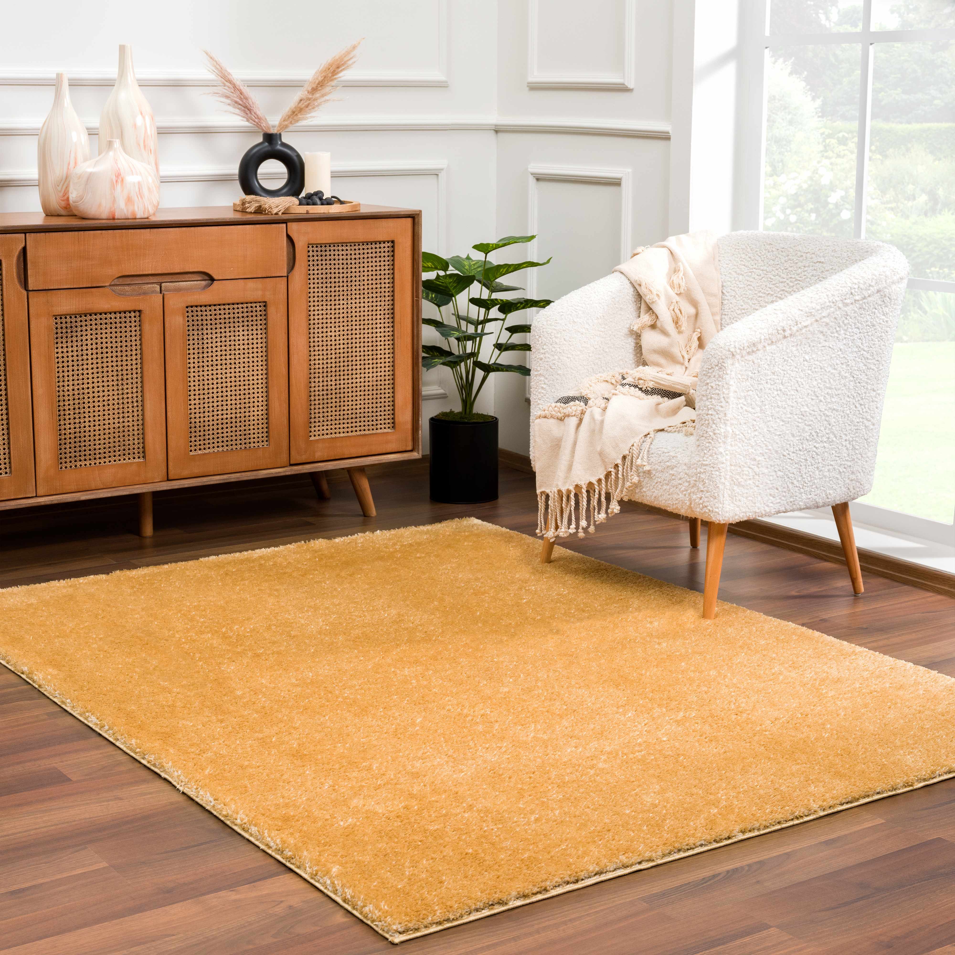 Heavenly Solid Mustard Plush Rug - Clearance - Image 2