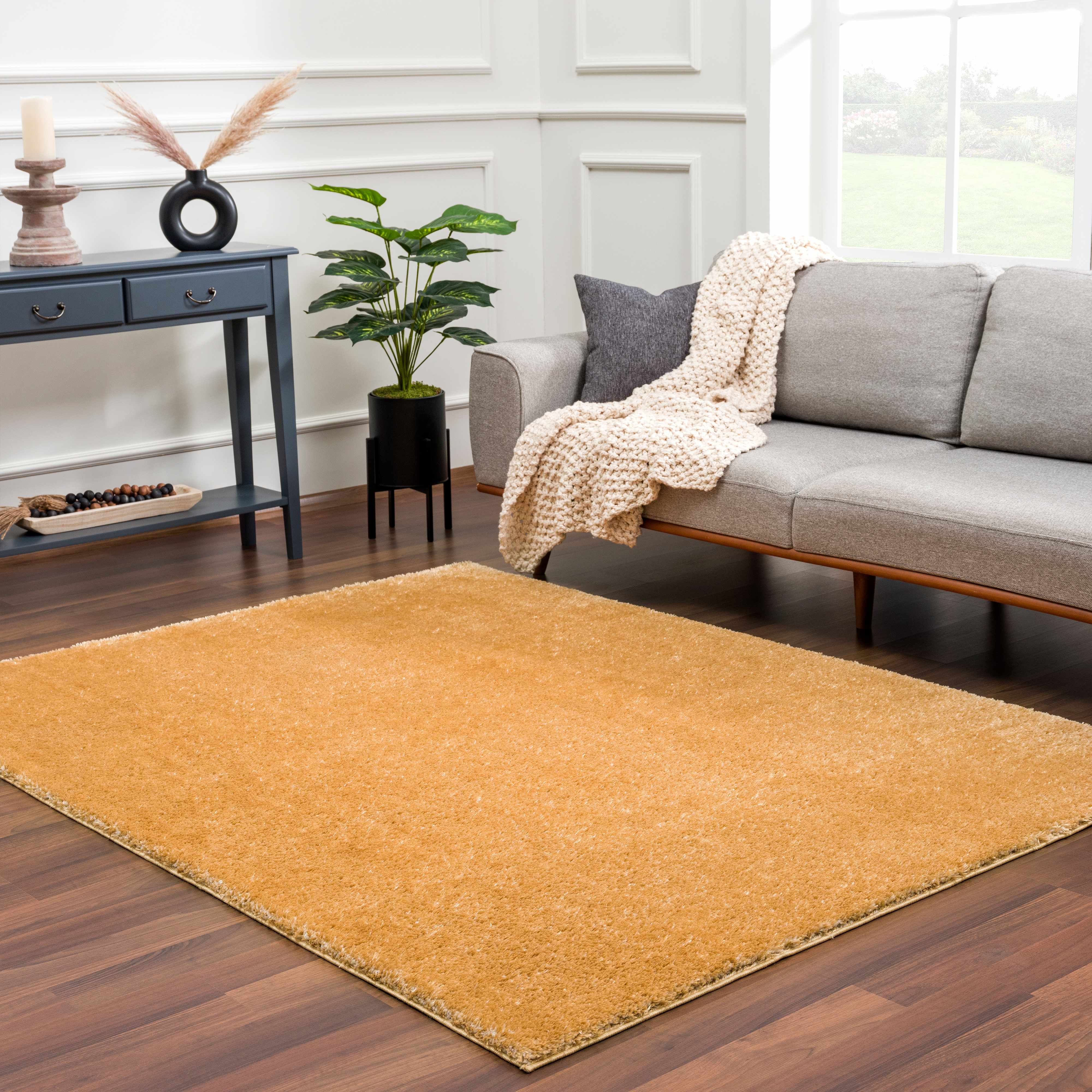 Heavenly Solid Mustard Plush Rug - Clearance - Image 4