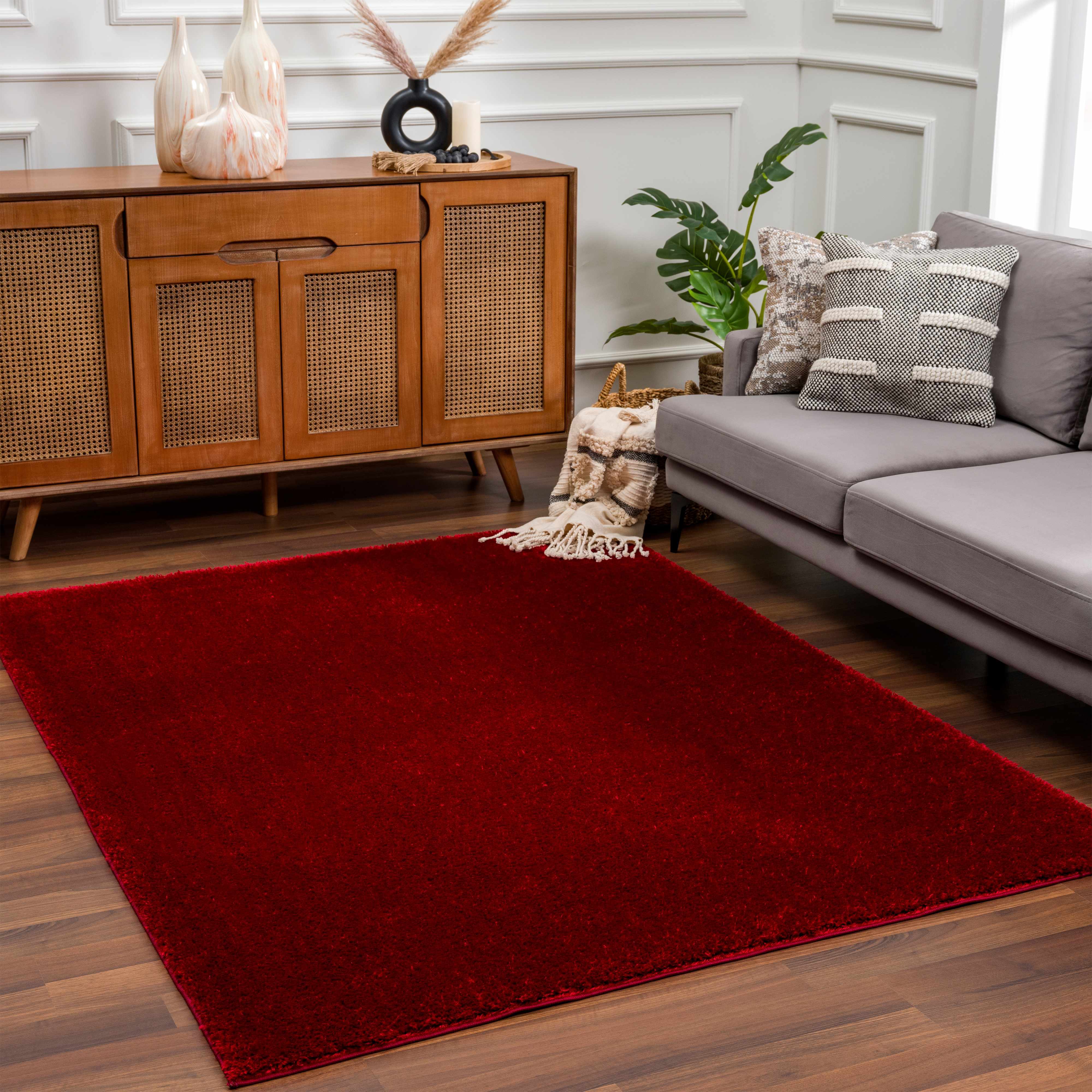 Heavenly Solid Red Plush Rug - Clearance - Image 11