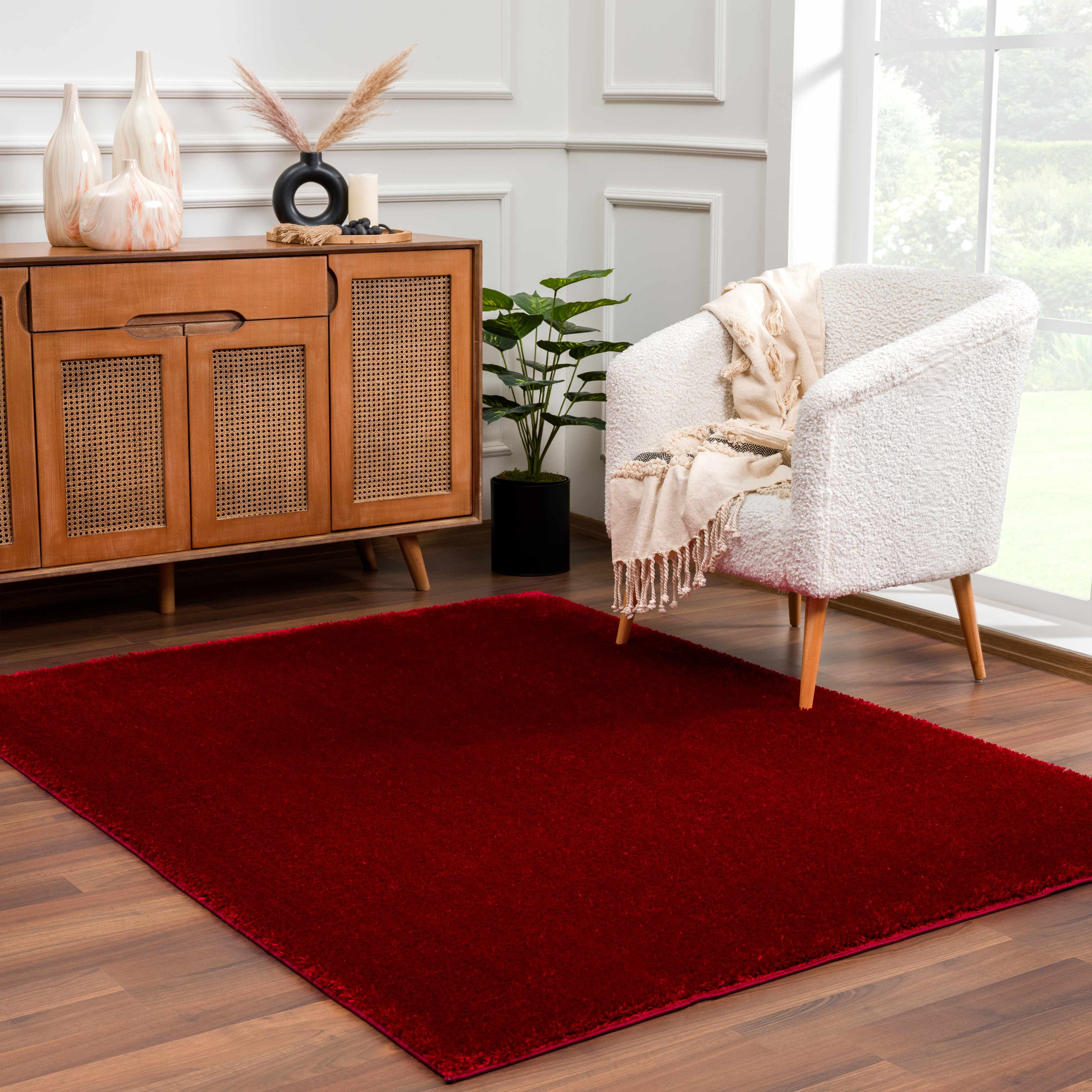 Heavenly Solid Red Plush Rug - Clearance - Image 2