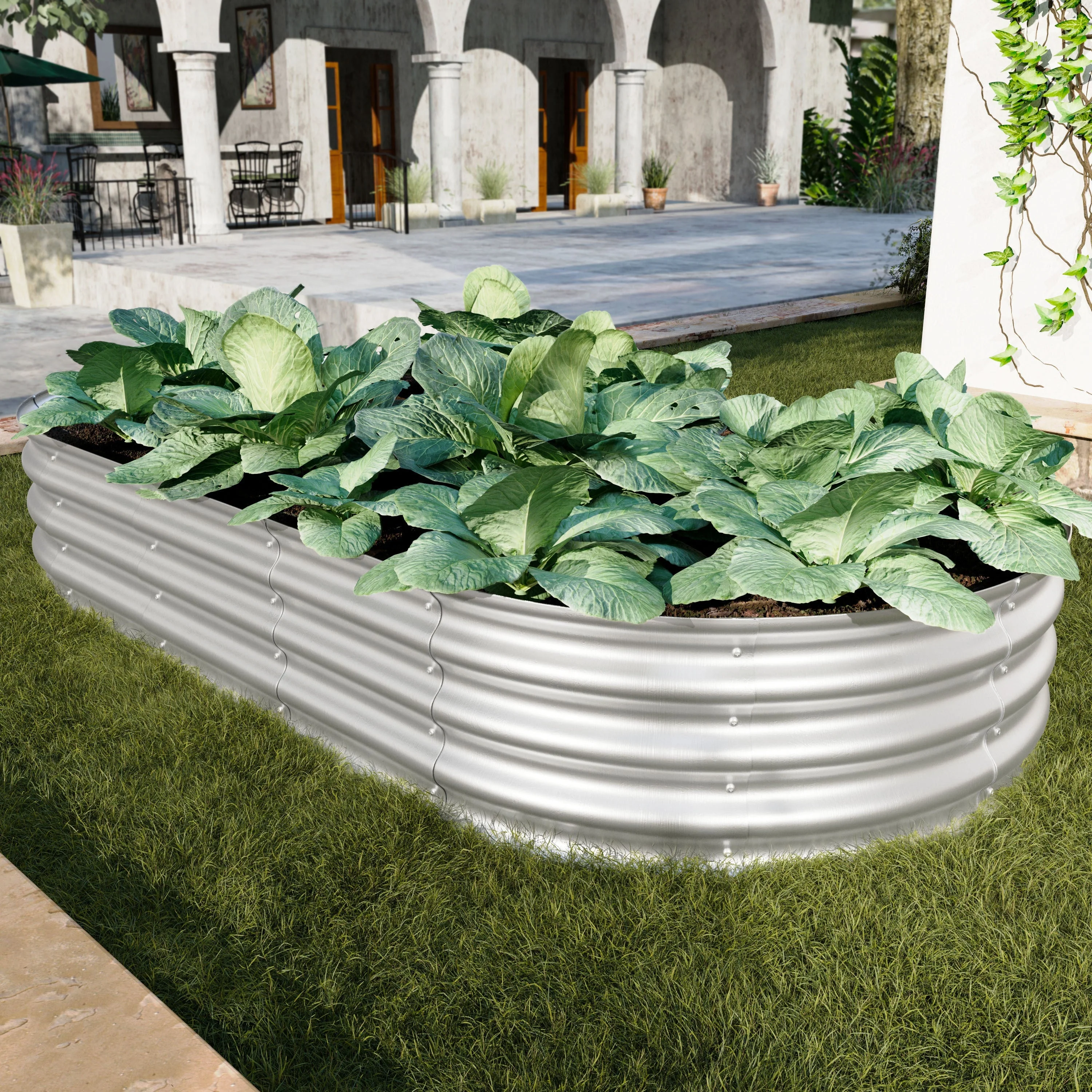 Heavy Duty Galvanized Raised Garden Bed Kit 6x3x1ft Silver - Image 2