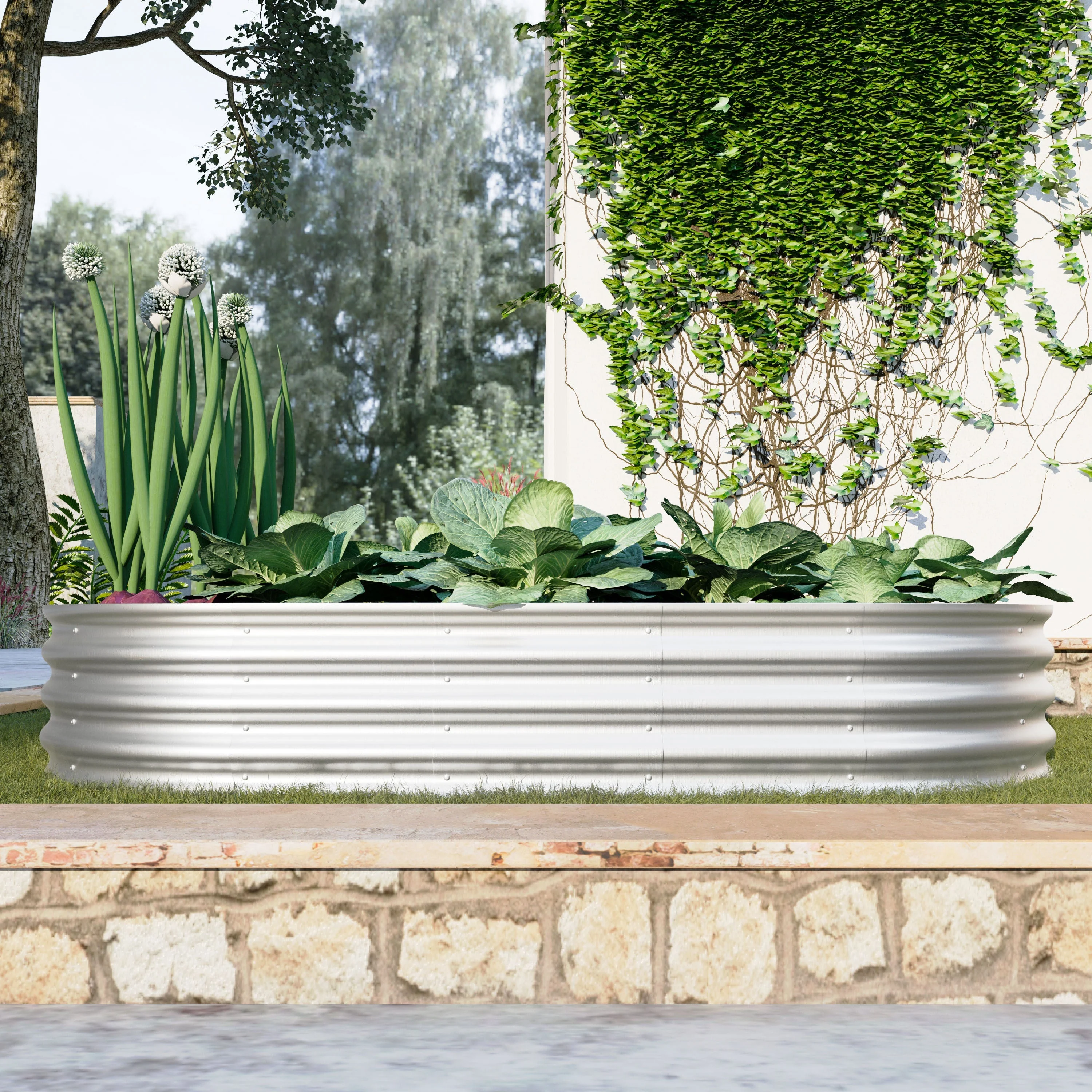 Heavy Duty Galvanized Raised Garden Bed Kit 6x3x1ft Silver - Image 4