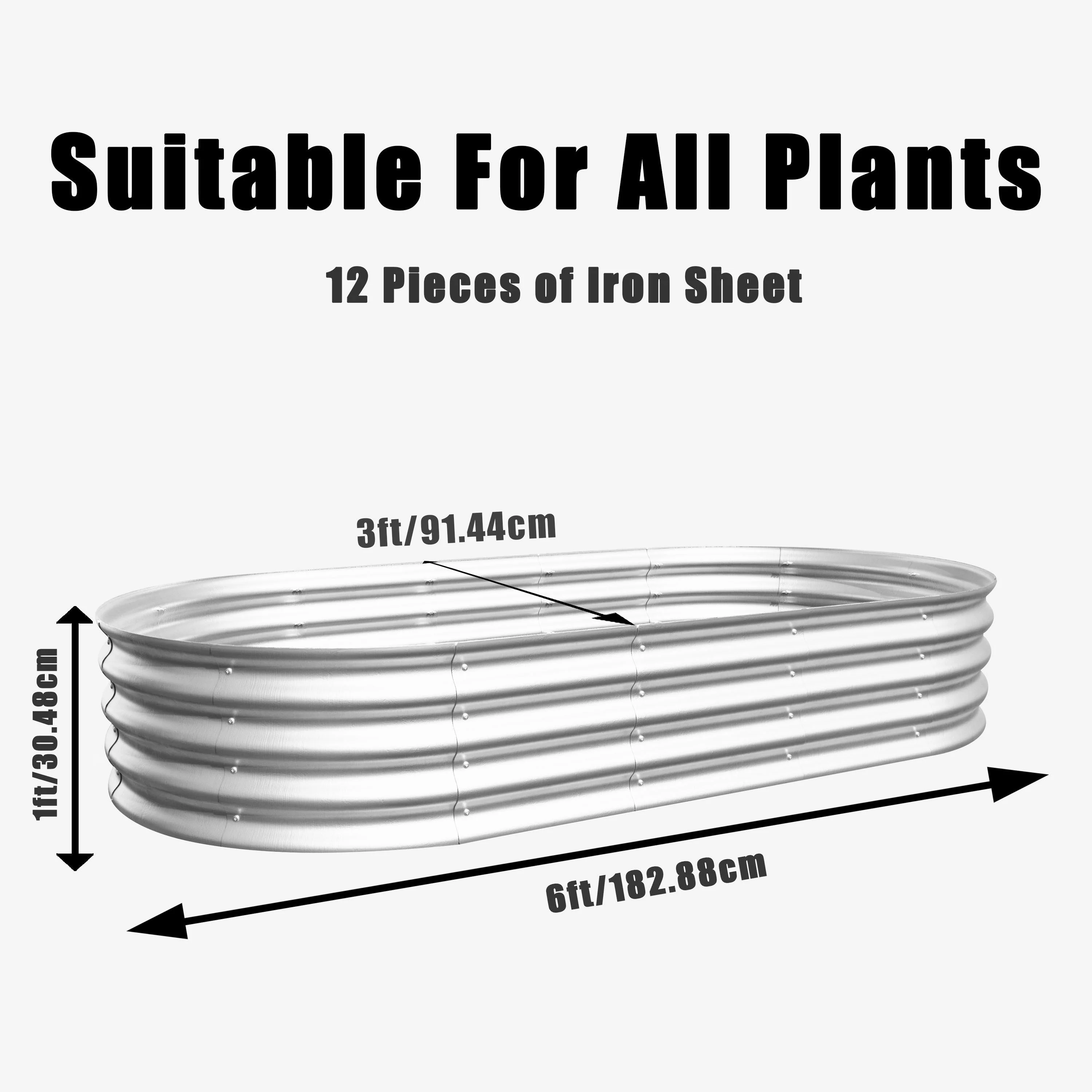 Heavy Duty Galvanized Raised Garden Bed Kit 6x3x1ft Silver - Image 8
