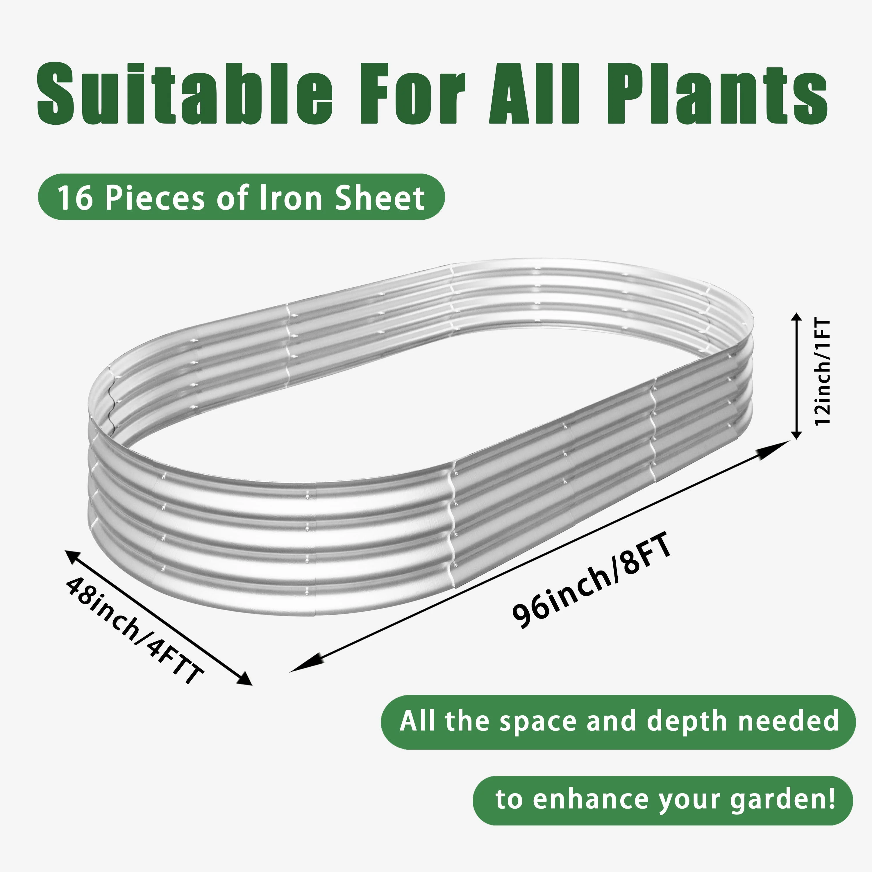 Heavy Duty Galvanized Raised Garden Bed Kit 8x4x1ft - Image 12