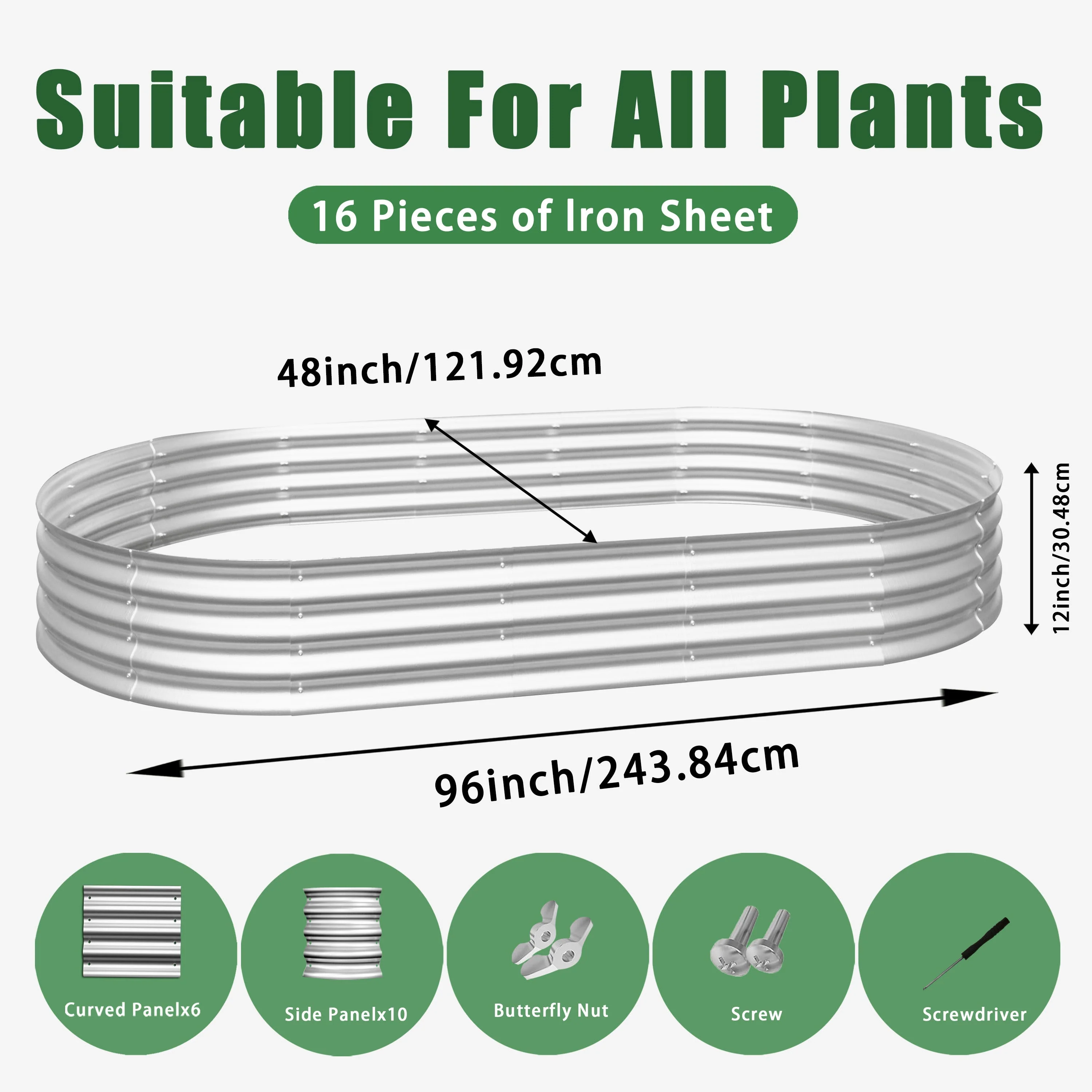 Heavy Duty Galvanized Raised Garden Bed Kit 8x4x1ft - Image 3