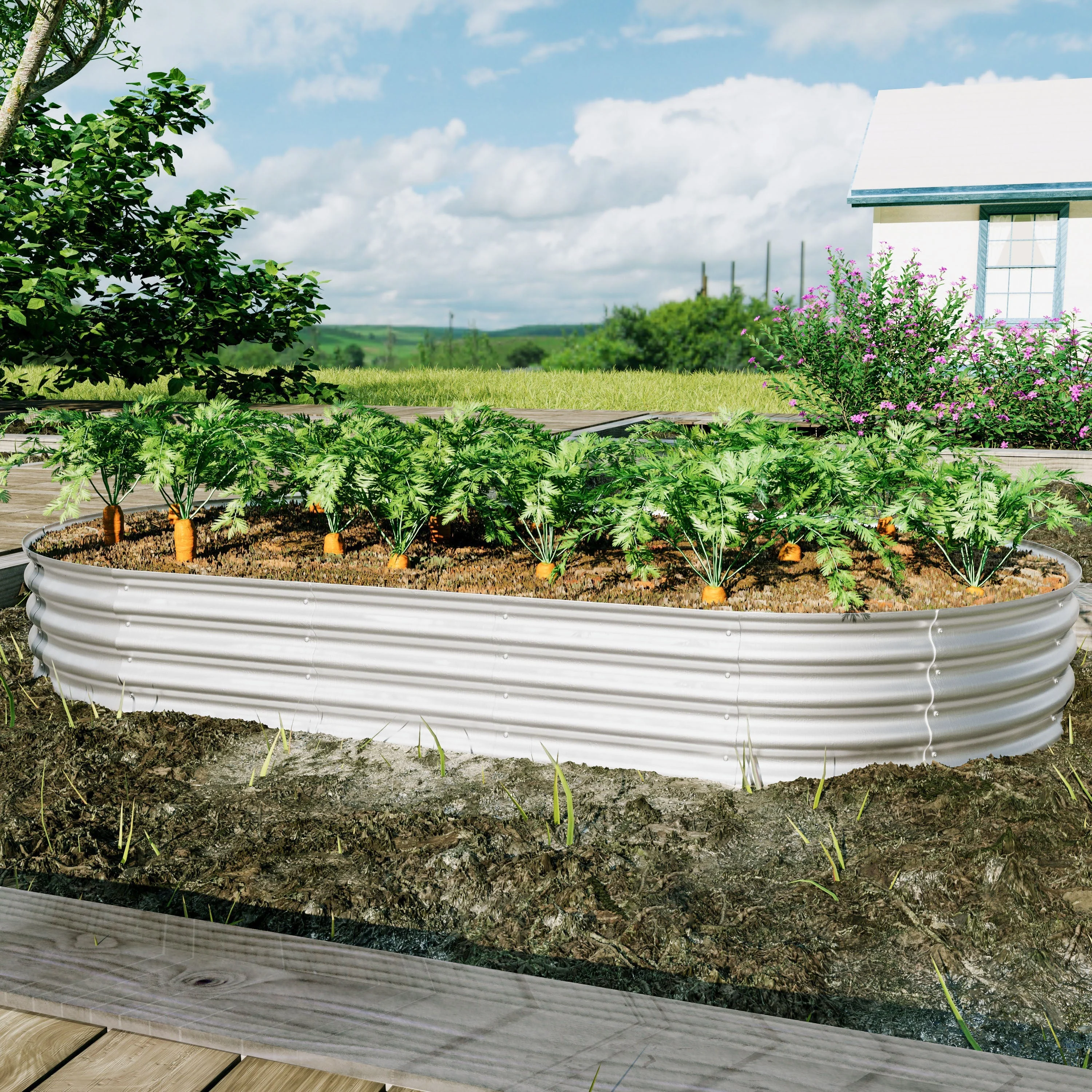 Heavy Duty Galvanized Raised Garden Bed Kit 8x4x1ft - Image 6