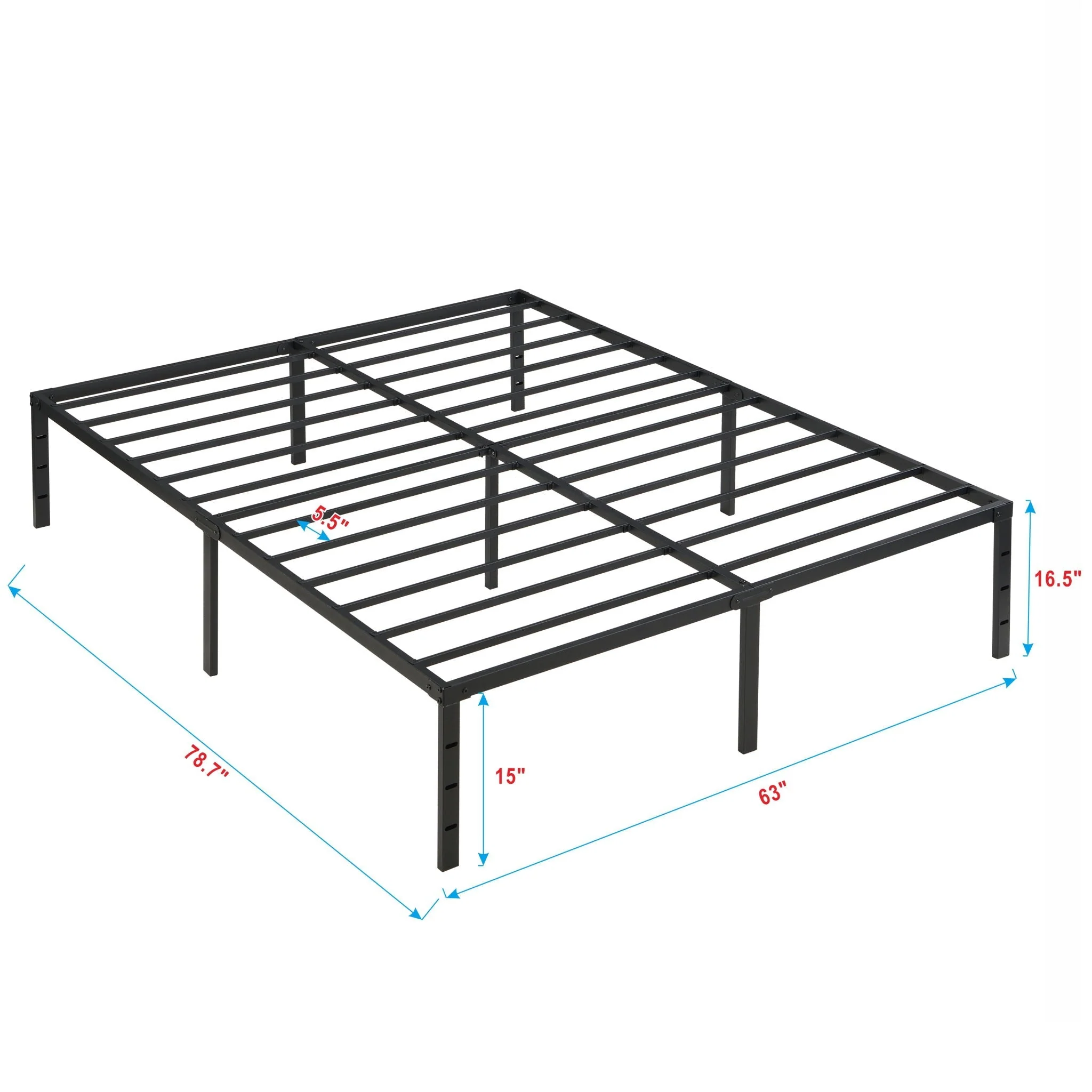 Heavy Duty Queen Size Bed Frame With Quiet Support - Black - Image 2