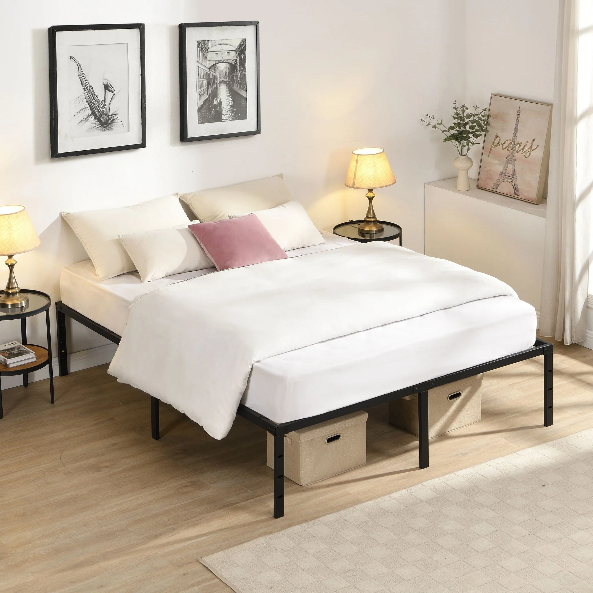 Heavy Duty Queen Size Bed Frame With Quiet Support - Black - Image 3