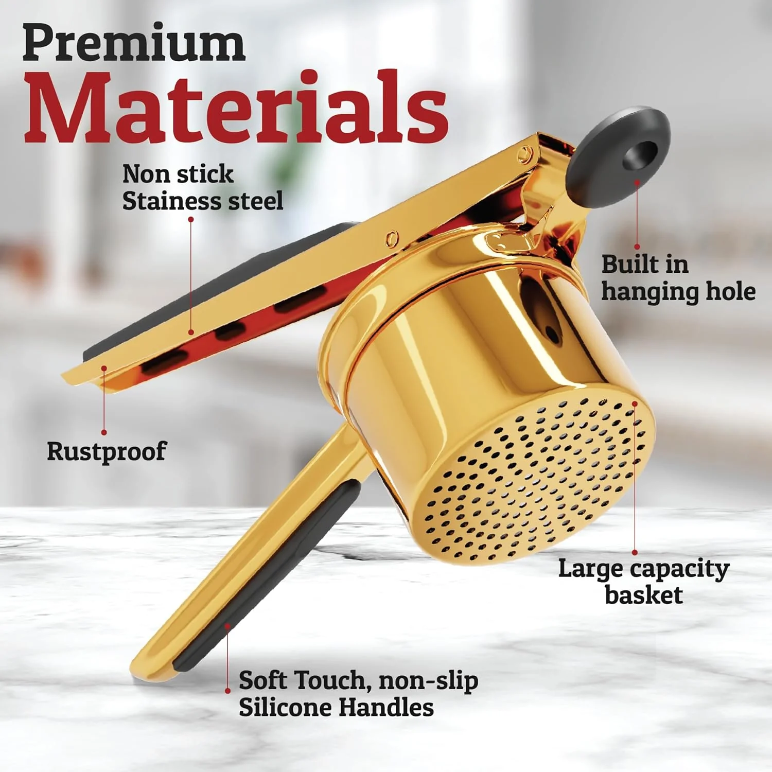 Heavy Duty Stainless Steel Potato Masher 15oz Large Capacity Kitchen Tool - Image 5