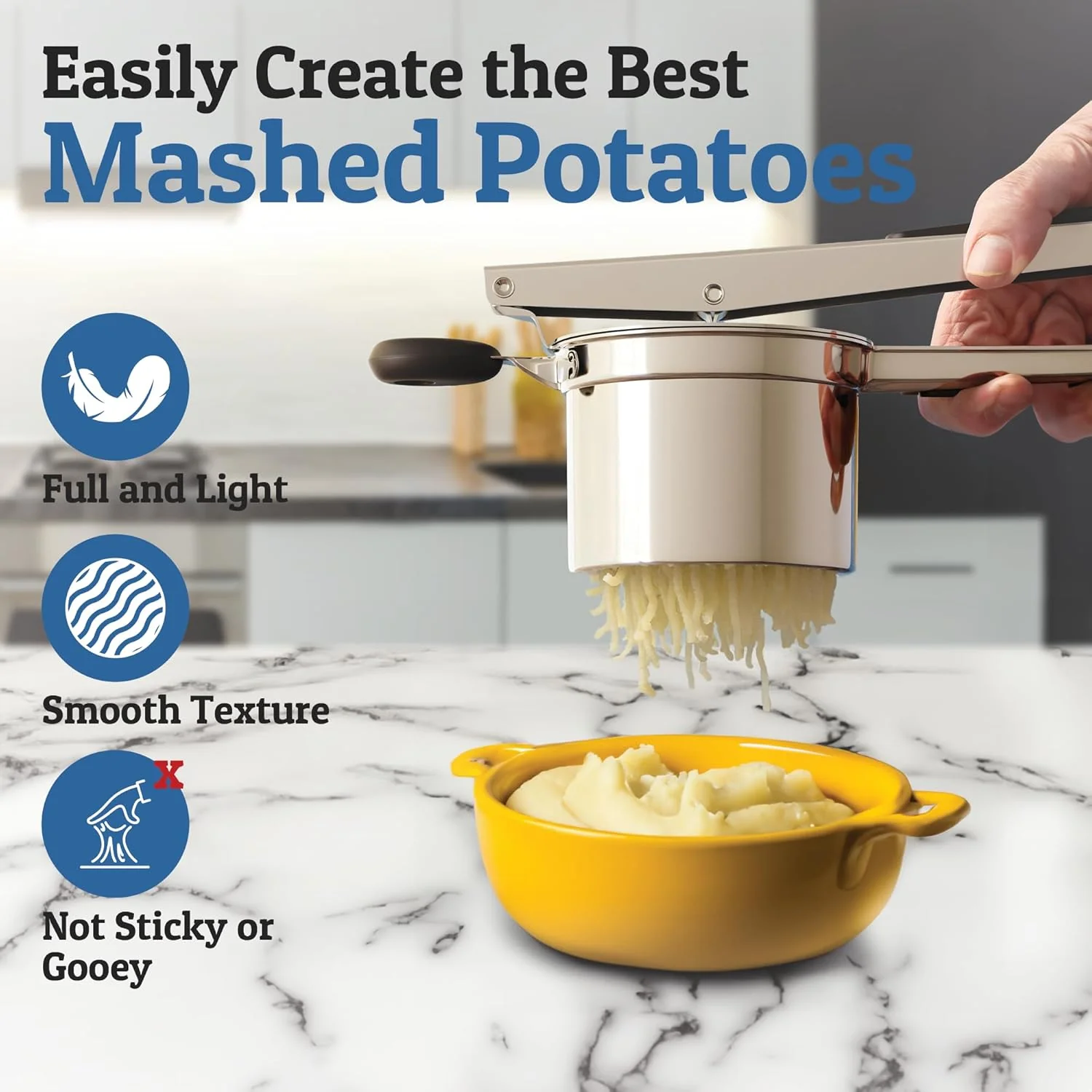 Heavy Duty Stainless Steel Potato Masher 15oz Large Capacity Kitchen Tool - Image 8
