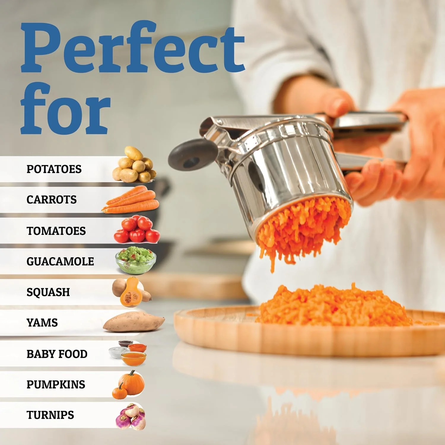 Heavy Duty Stainless Steel Potato Masher 15oz Large Capacity Kitchen Tool - Image 9