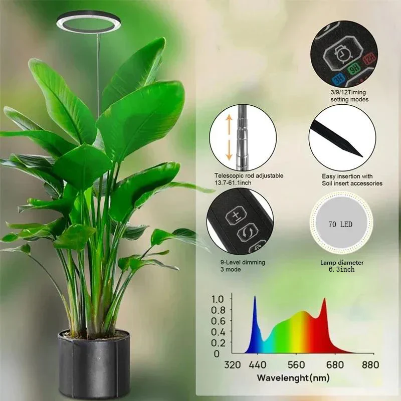Height Adjustable LED Grow Light Full Spectrum Timer for Indoor Large Plants - Image 2