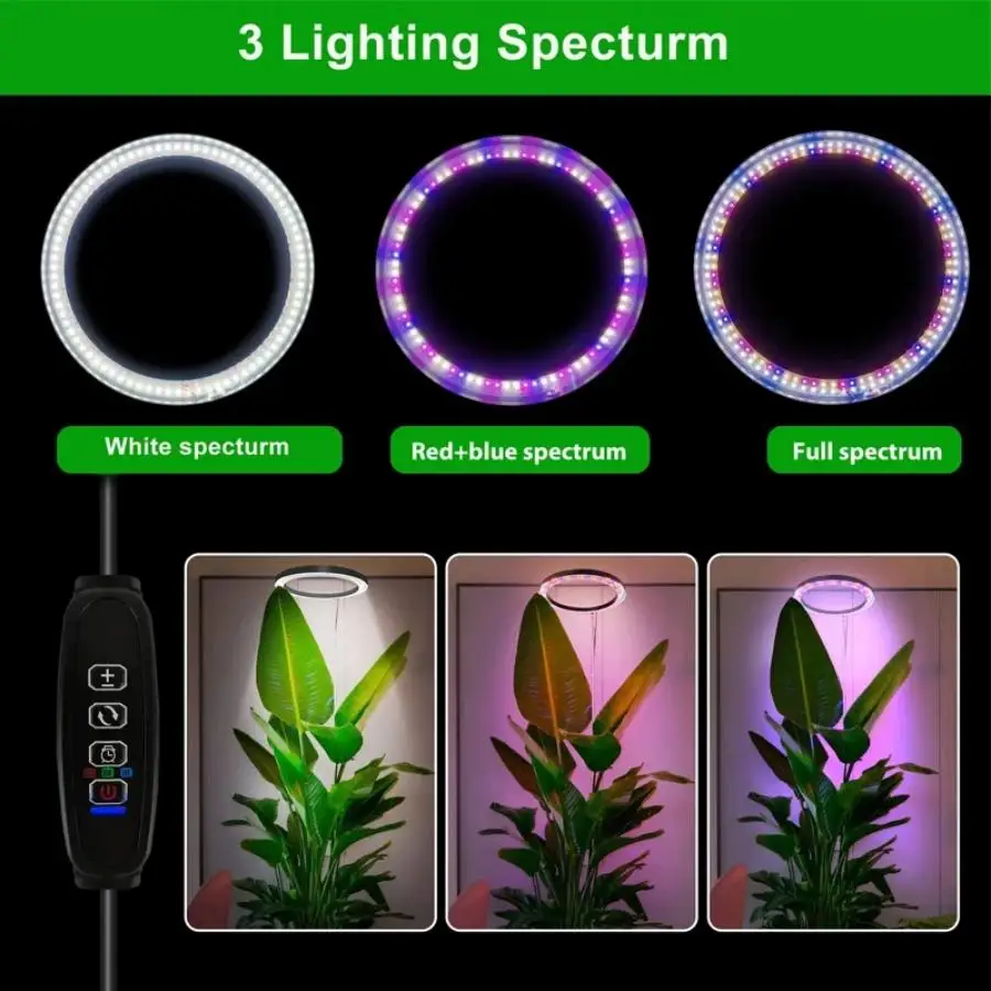 Height Adjustable LED Grow Light Full Spectrum Timer for Indoor Large Plants - Image 3