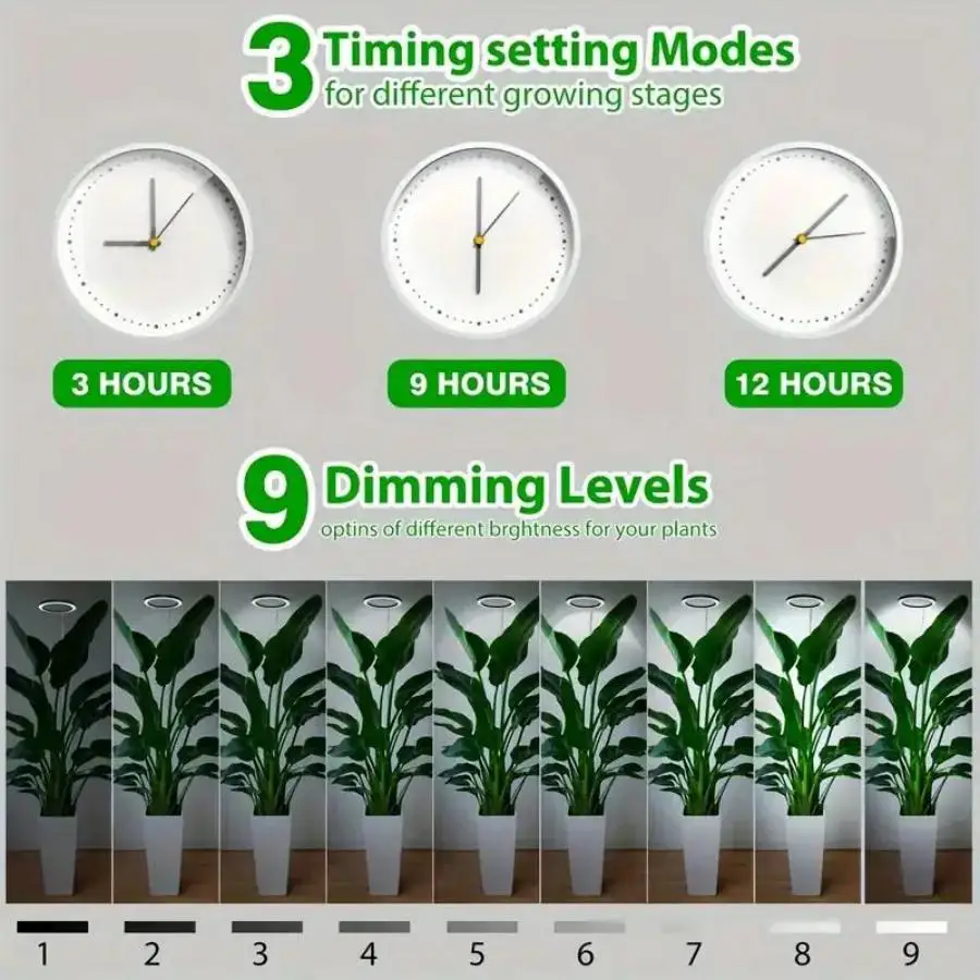 Height Adjustable LED Grow Light Full Spectrum Timer for Indoor Large Plants - Image 5