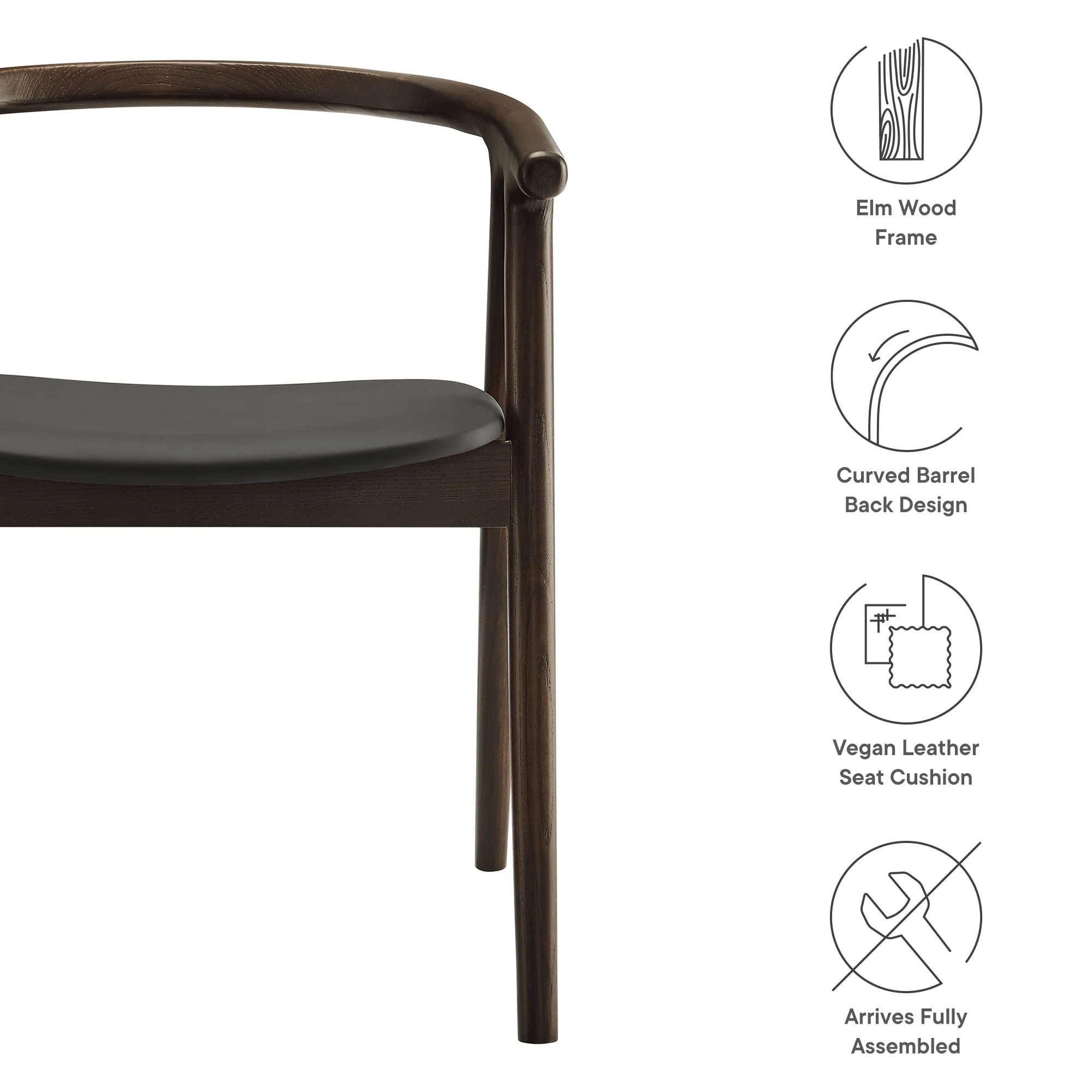 Henry Vegan Leather and Wood Dining Chair by Modway - Image 3