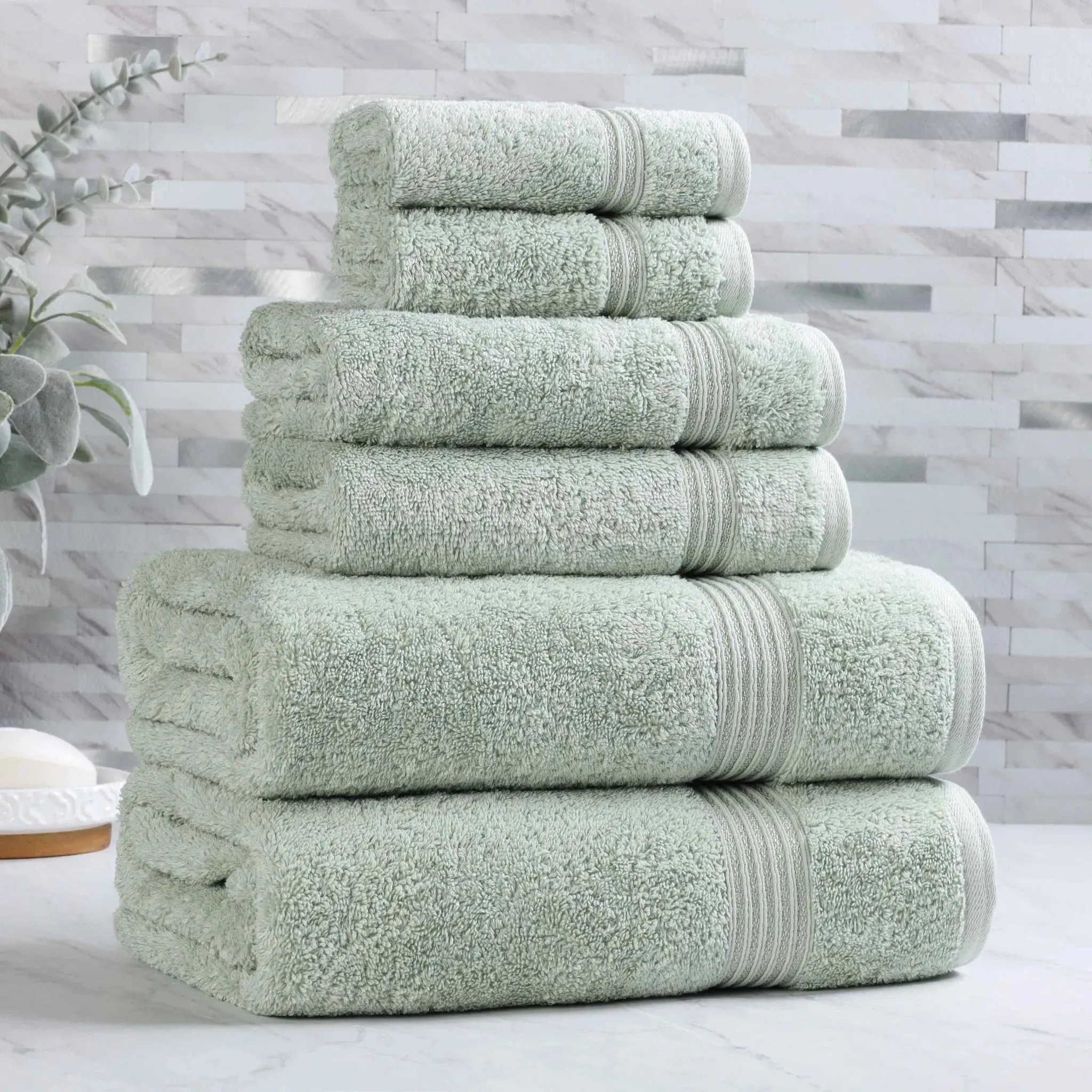 Heritage Egyptian Cotton Plush Heavyweight 6 Piece Towel Set - Image 2