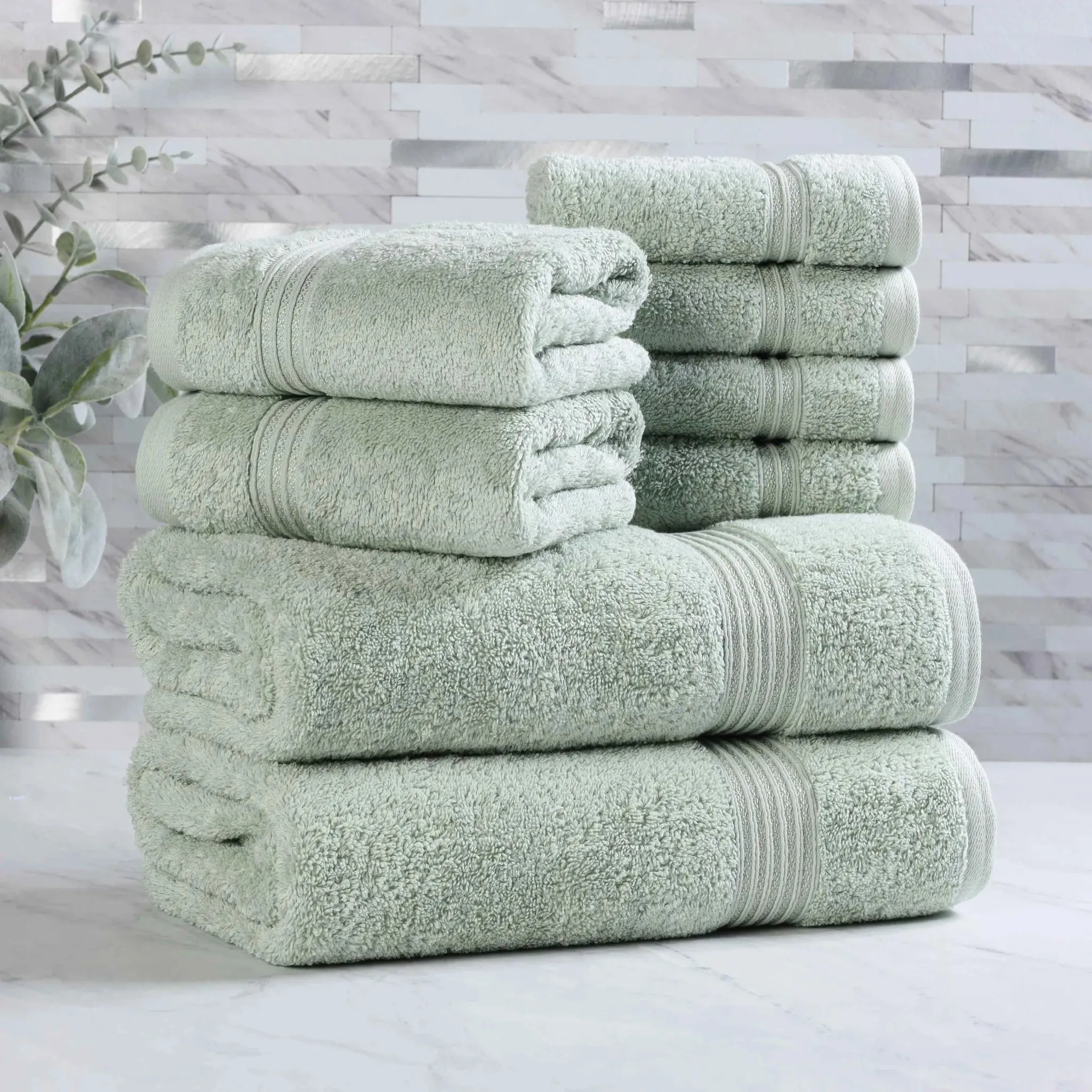 Heritage Egyptian Cotton Plush Heavyweight 8 Piece Towel Set - Image 3
