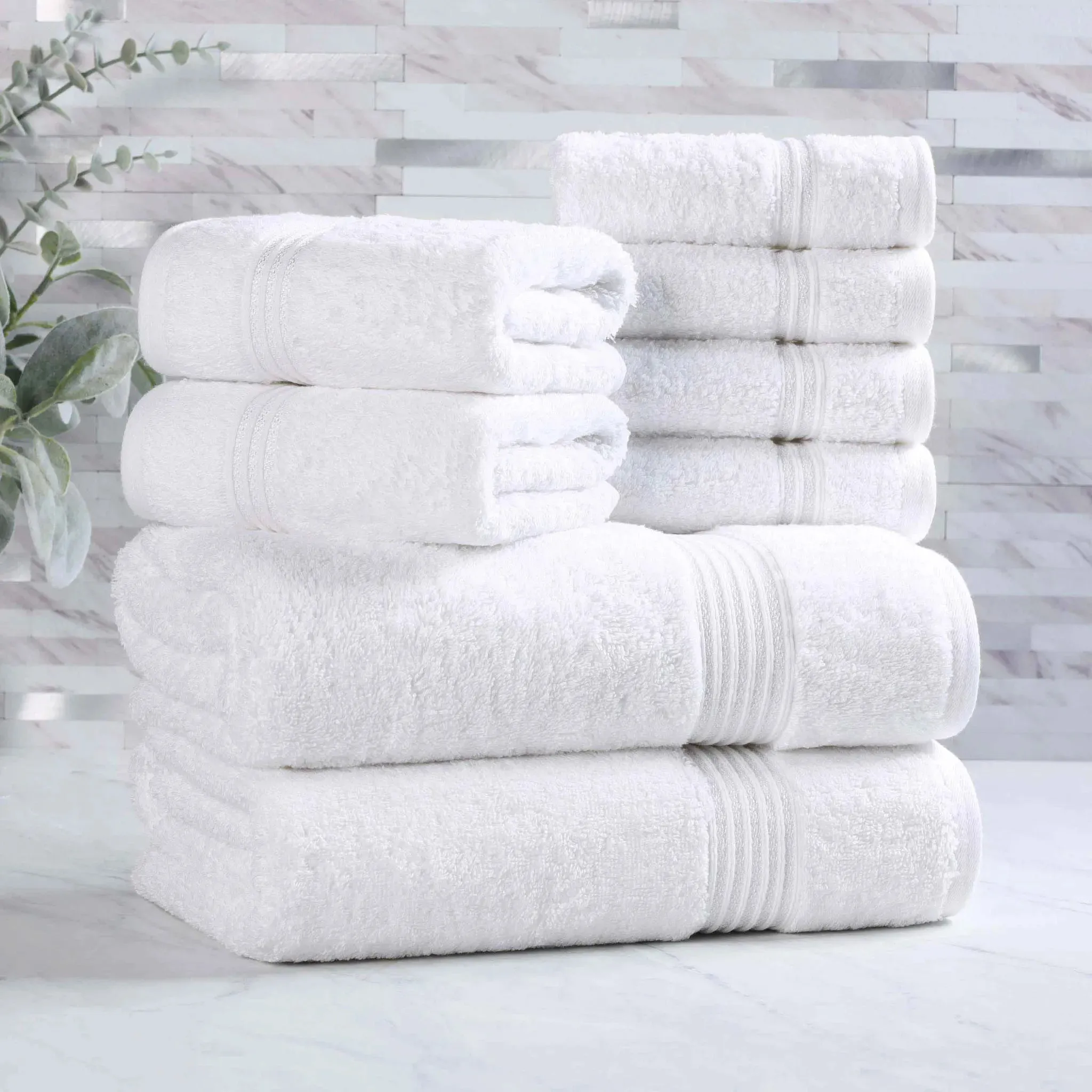 Heritage Egyptian Cotton Plush Heavyweight 8 Piece Towel Set - Image 4