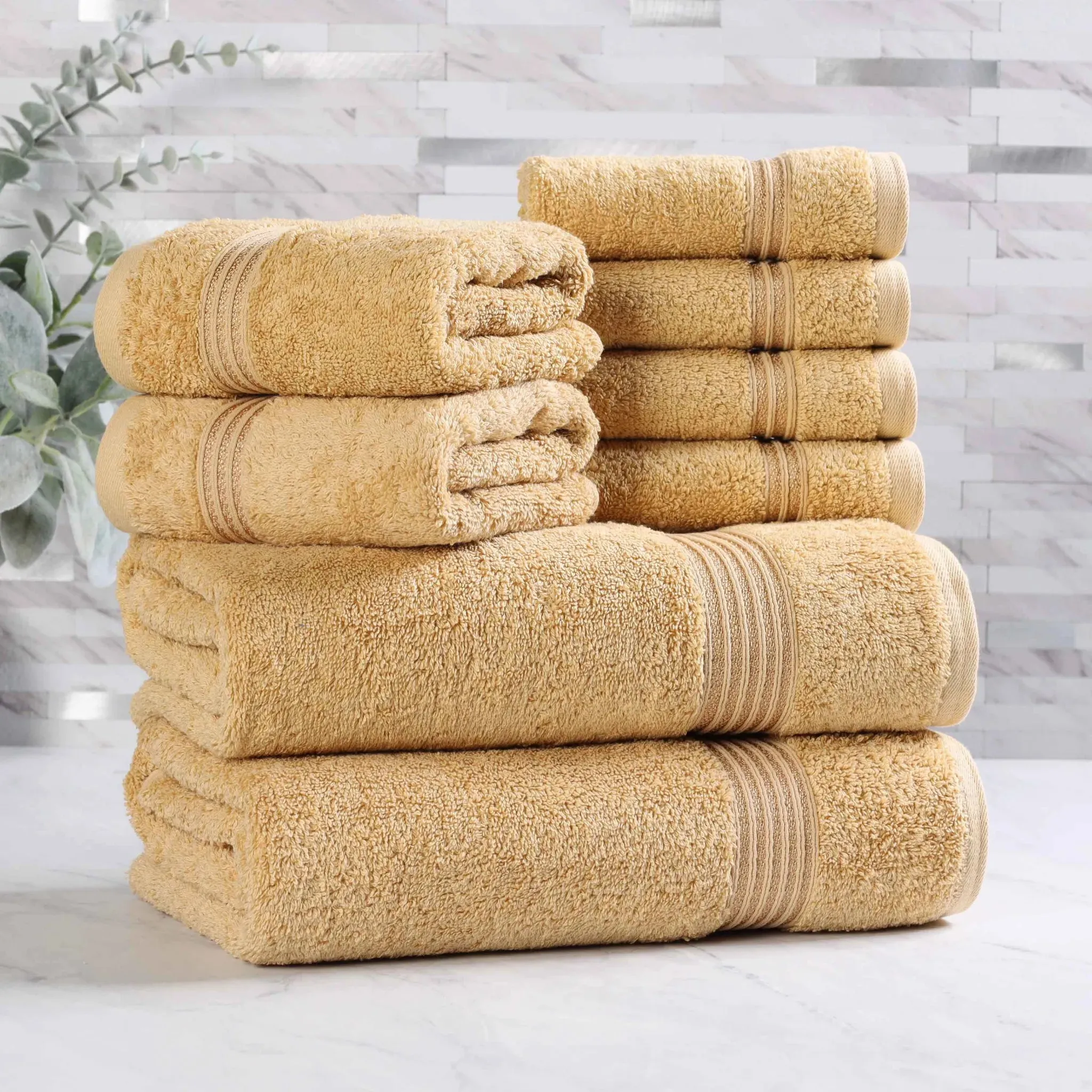 Heritage Egyptian Cotton Plush Heavyweight 8 Piece Towel Set - Image 5