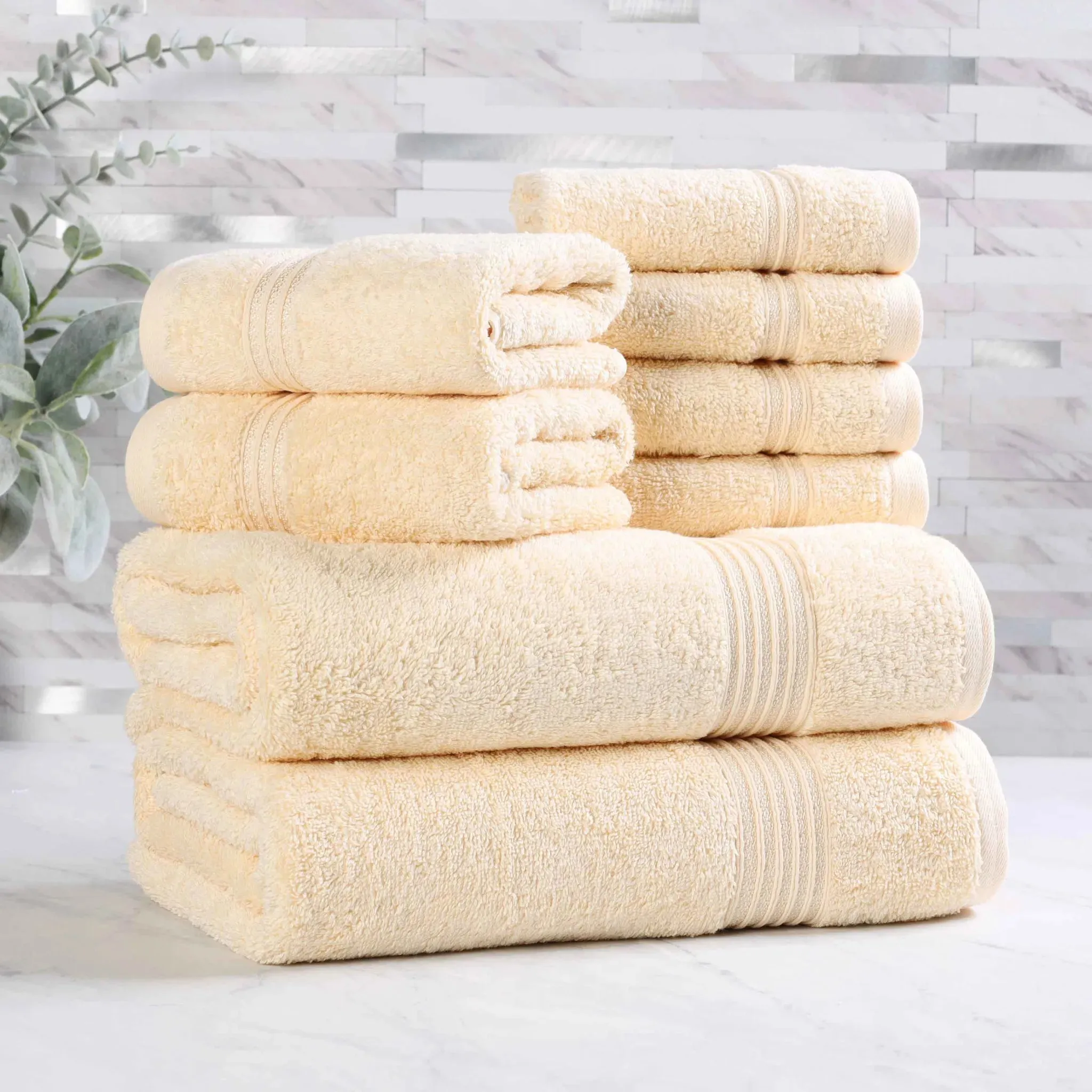 Heritage Egyptian Cotton Plush Heavyweight 8 Piece Towel Set - Image 6