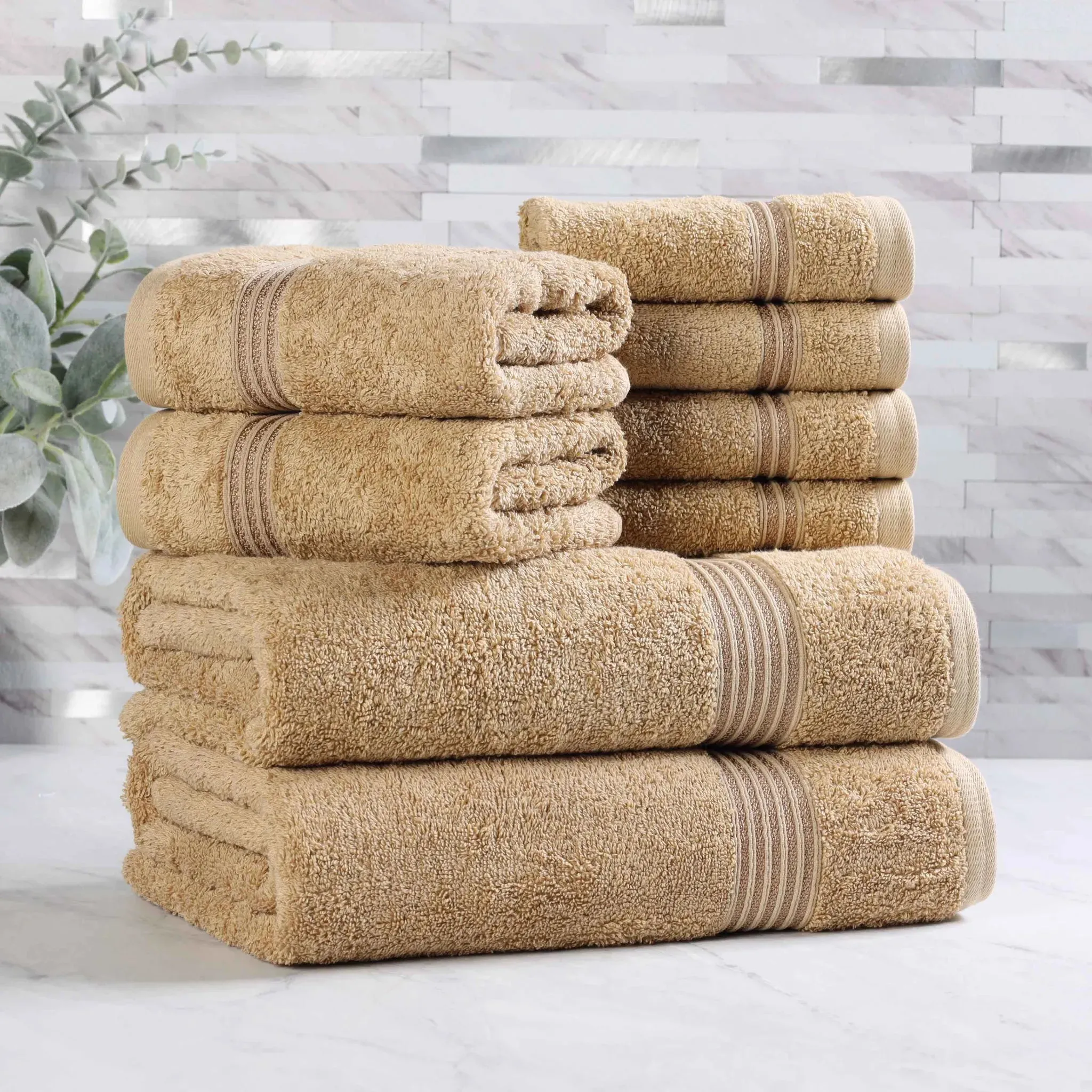Heritage Egyptian Cotton Plush Heavyweight 8 Piece Towel Set - Image 8