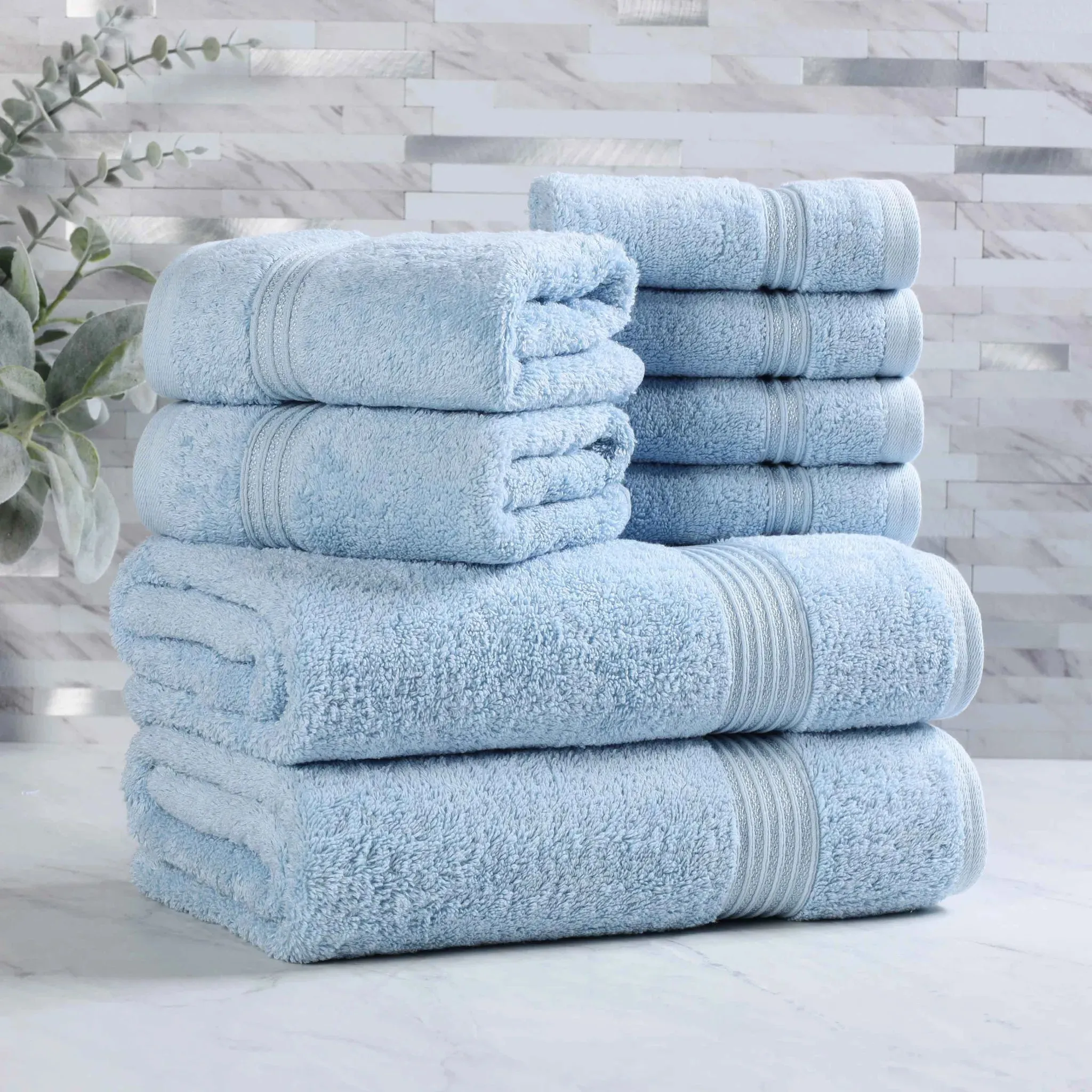 Heritage Egyptian Cotton Plush Heavyweight 8 Piece Towel Set - Image 9