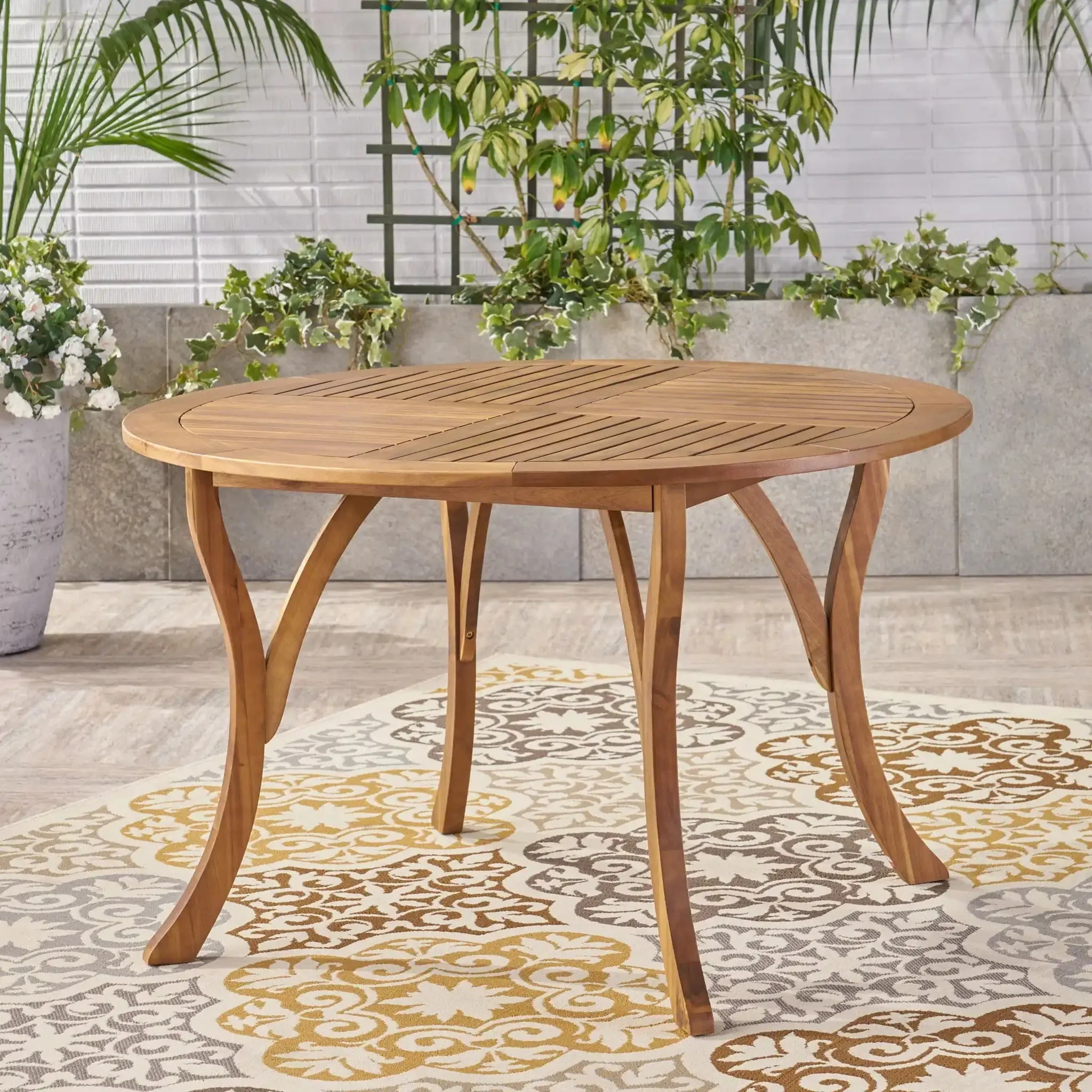 Hermosa - Outdoor Acacia Wood Table Circular Design - Image 3