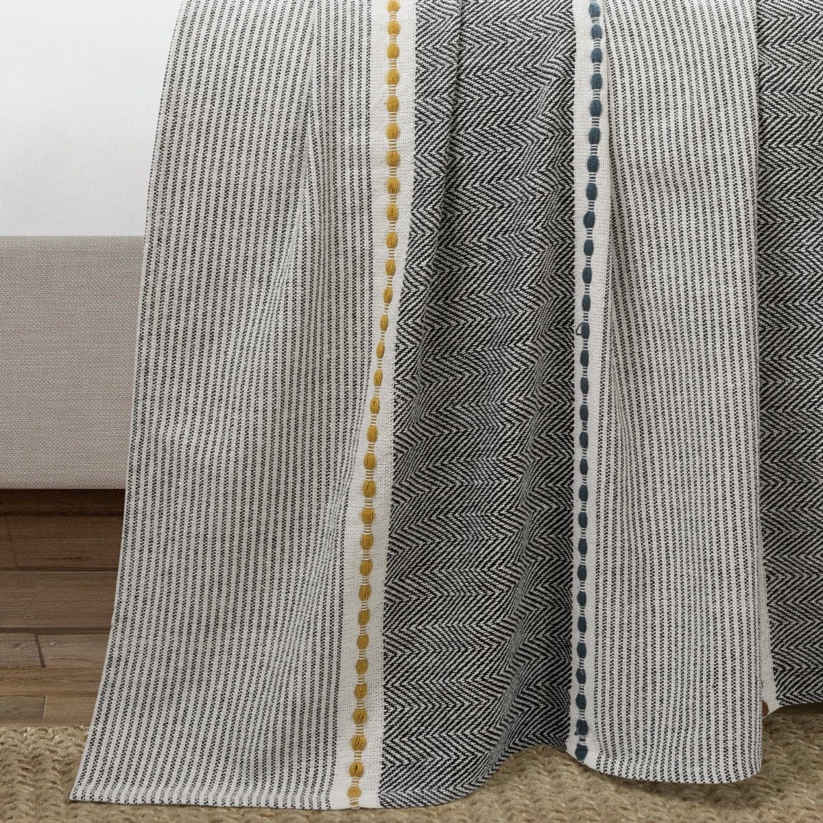 Herringbone Stripe Yarn Dyed Cotton Blanket/Coverlet - Image 5