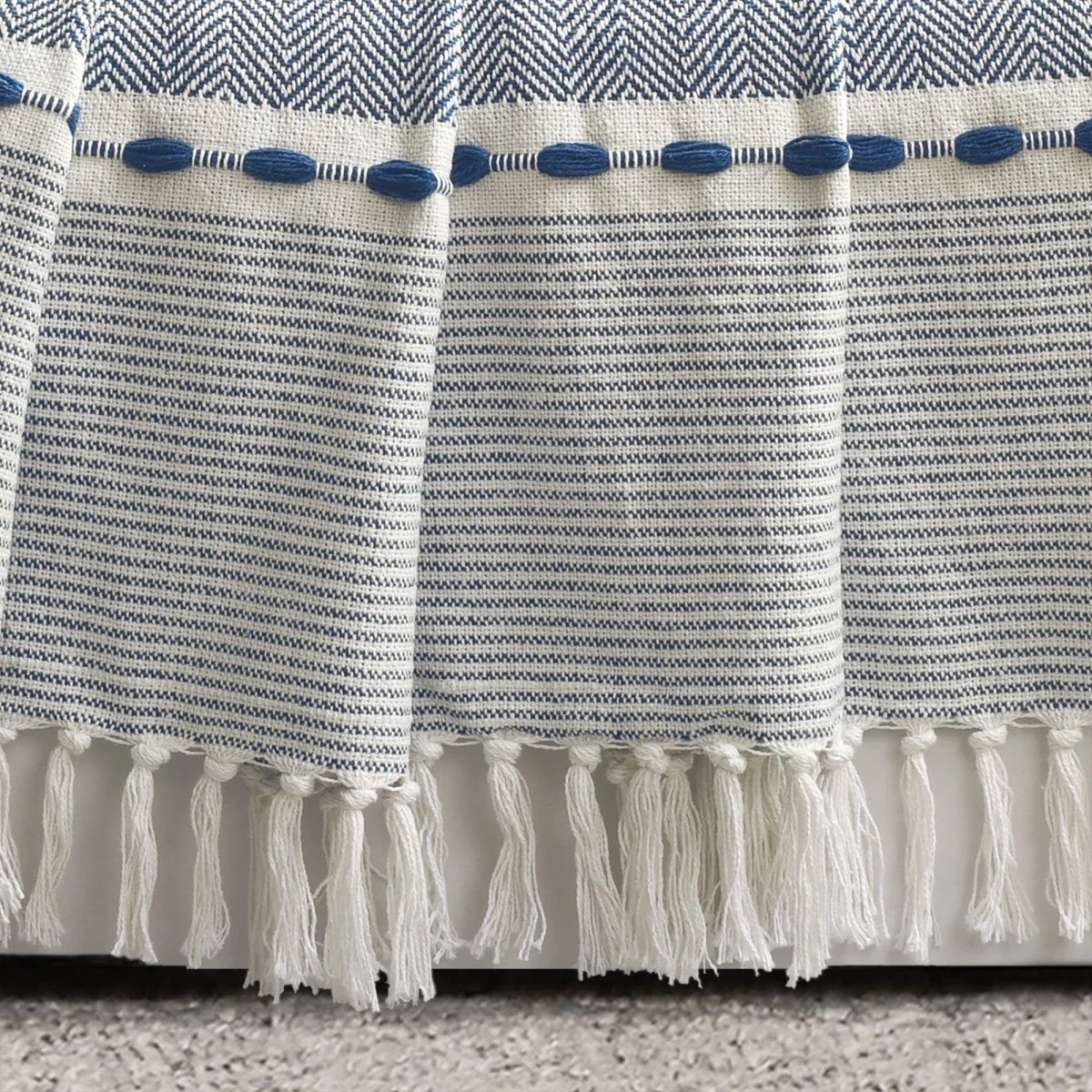 Herringbone Stripe Yarn Dyed Cotton Woven Tassel Throw - Image 10