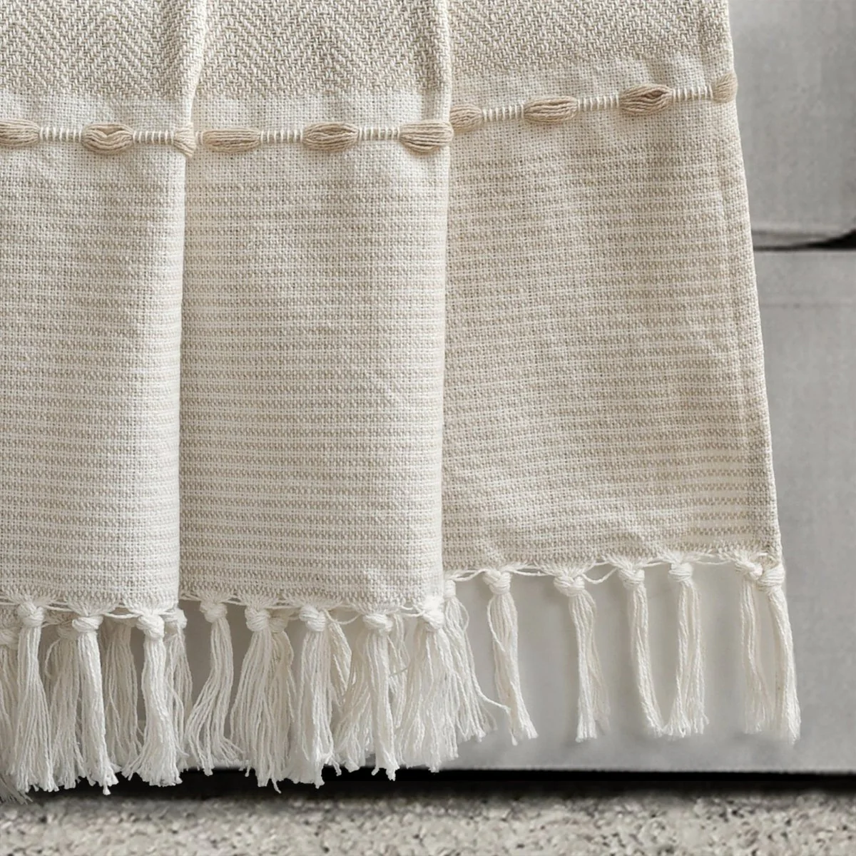 Herringbone Stripe Yarn Dyed Cotton Woven Tassel Throw - Image 11
