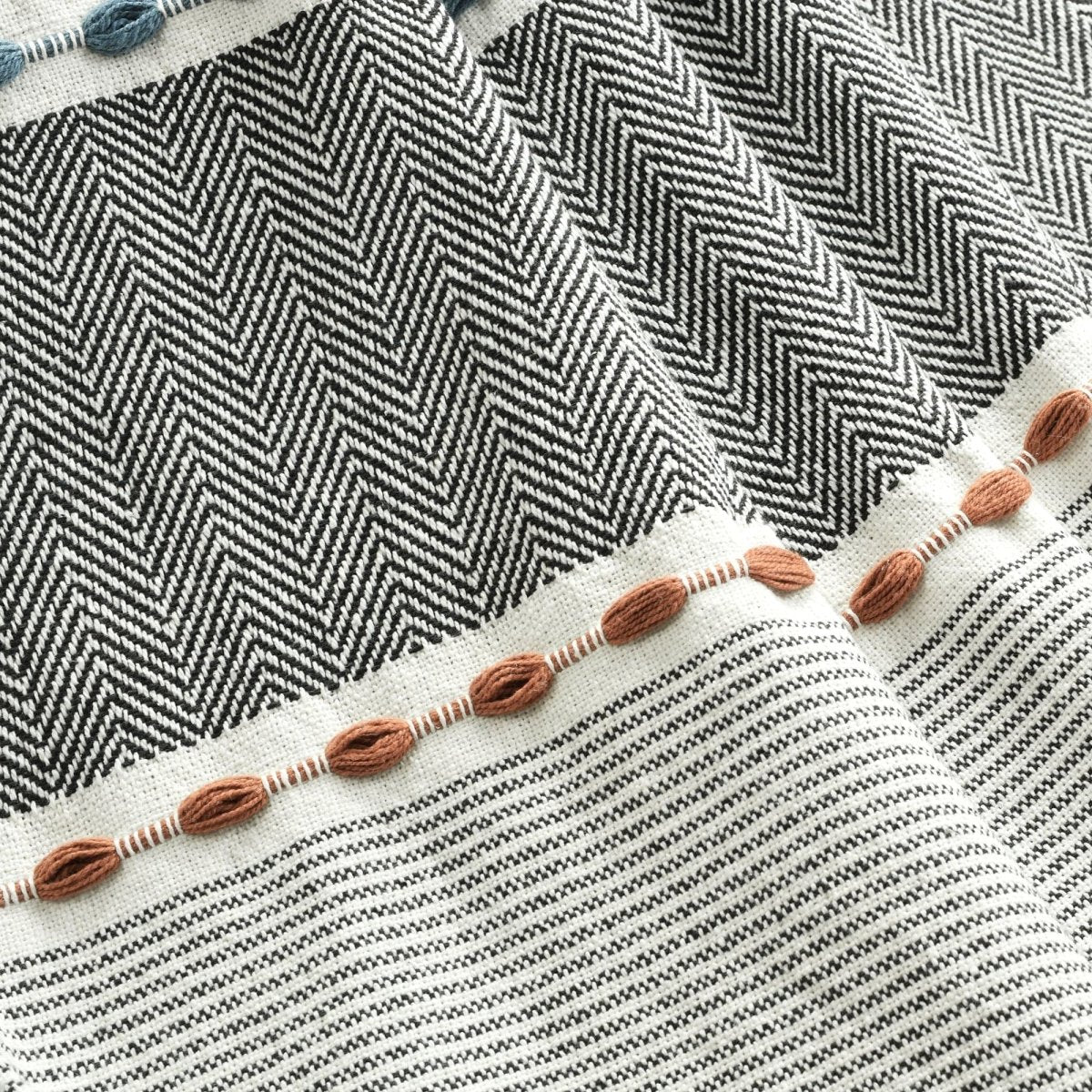 Herringbone Stripe Yarn Dyed Cotton Woven Tassel Throw - Image 12