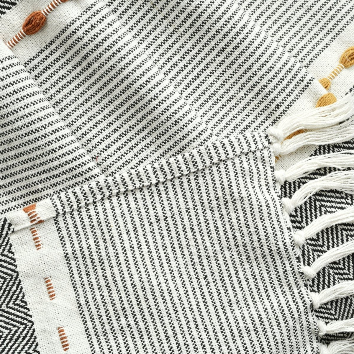 Herringbone Stripe Yarn Dyed Cotton Woven Tassel Throw - Image 15