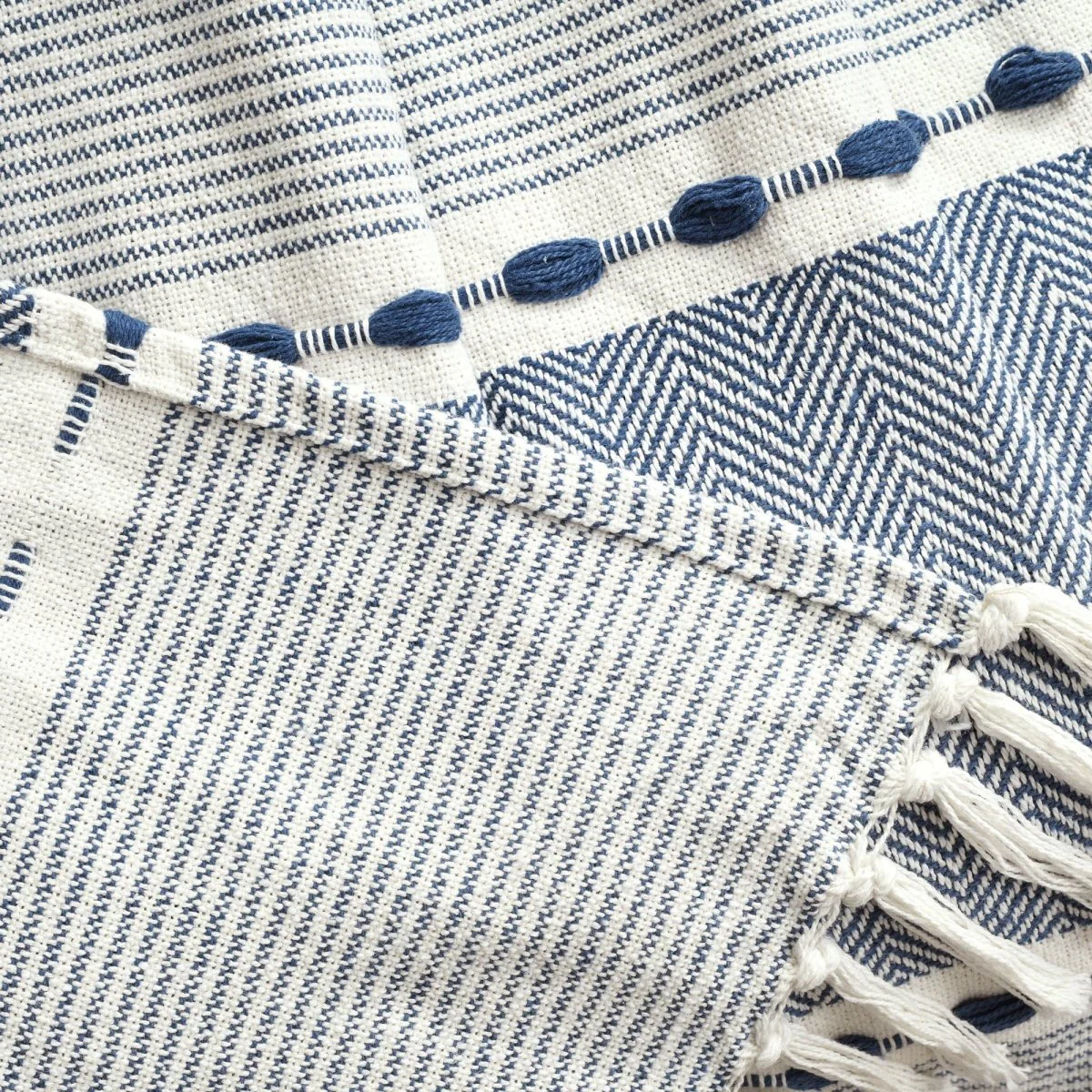 Herringbone Stripe Yarn Dyed Cotton Woven Tassel Throw - Image 16
