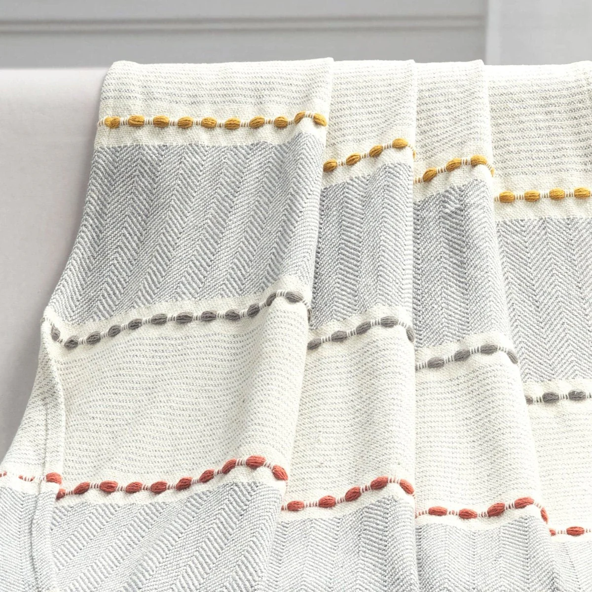 Herringbone Stripe Yarn Dyed Cotton Woven Tassel Throw - Image 30