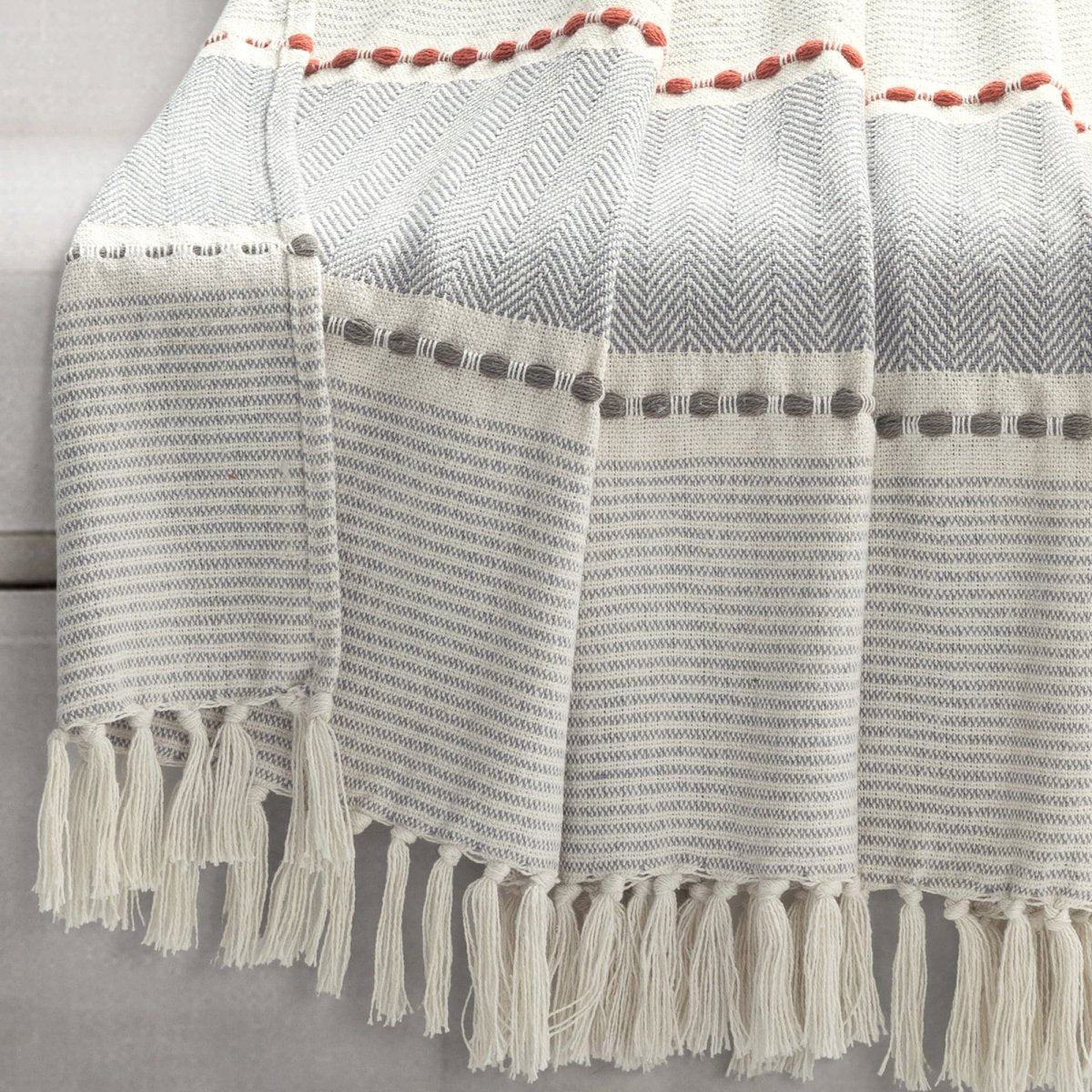 Herringbone Stripe Yarn Dyed Cotton Woven Tassel Throw - Image 32