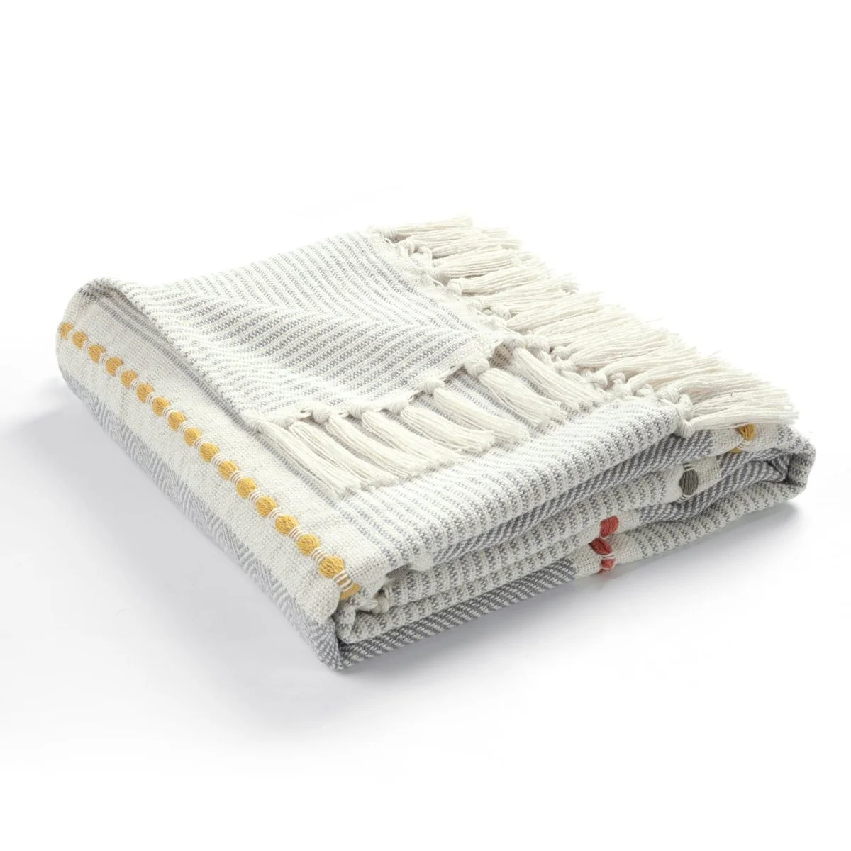 Herringbone Stripe Yarn Dyed Cotton Woven Tassel Throw - Image 34