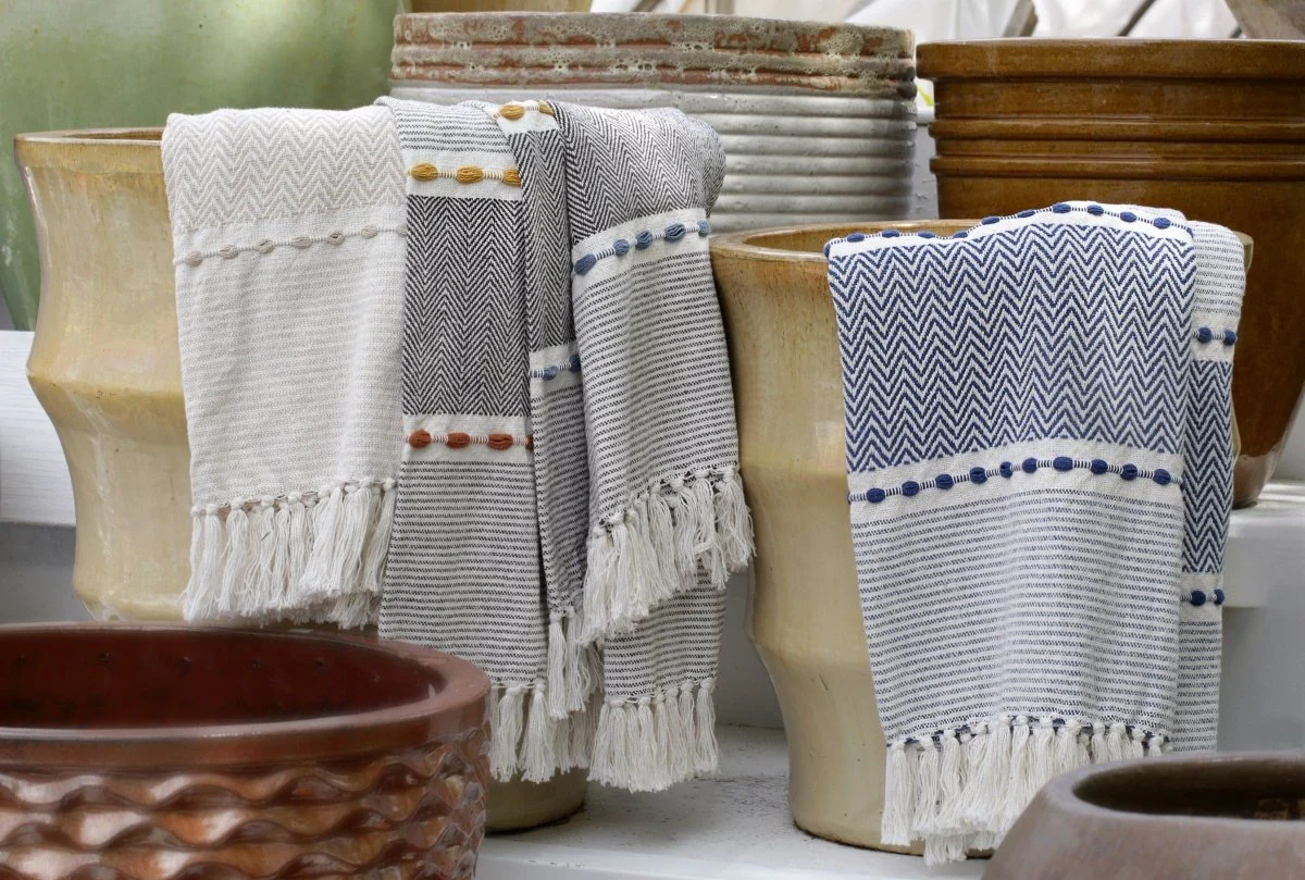 Herringbone Stripe Yarn Dyed Cotton Woven Tassel Throw - Image 5