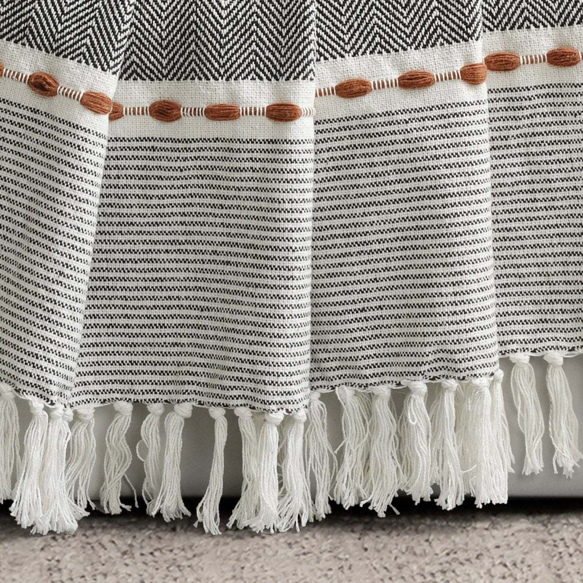 Herringbone Stripe Yarn Dyed Cotton Woven Tassel Throw - Image 9