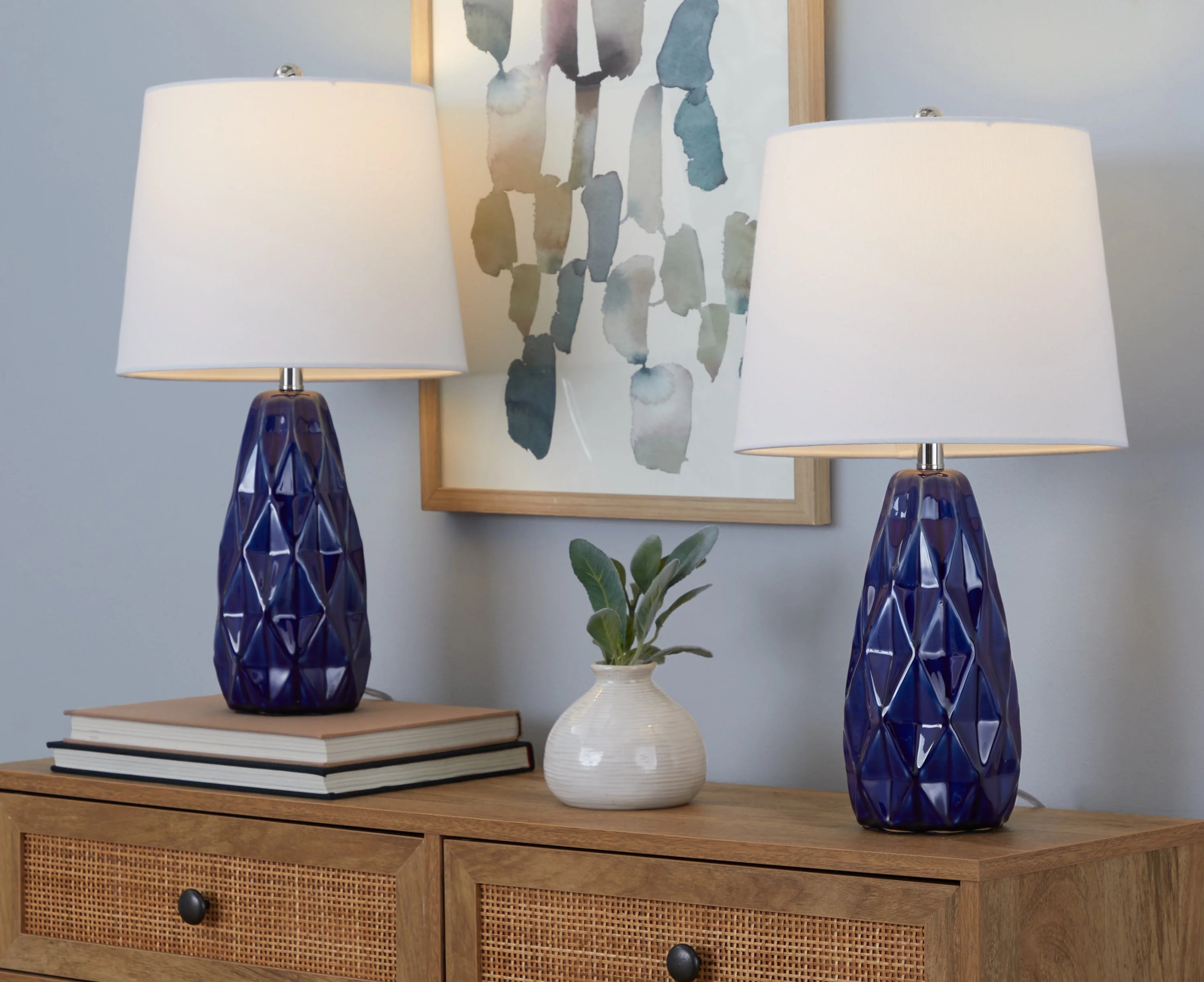 Hex 20' Contemporary Ceramic Accent Lamp Set of 2