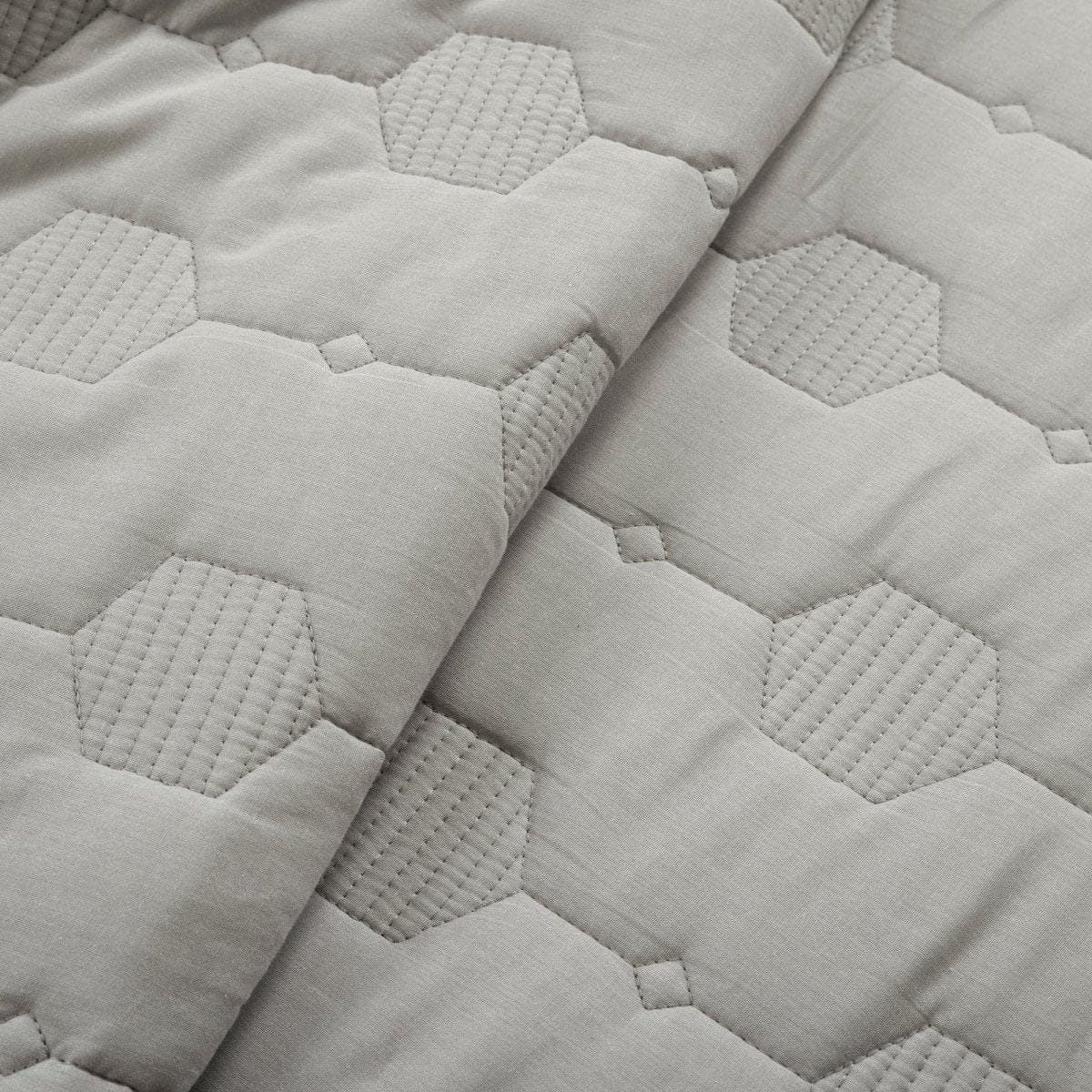 Hexagon Honeycomb Textured Cotton Quilt 3 Piece Set - Image 16