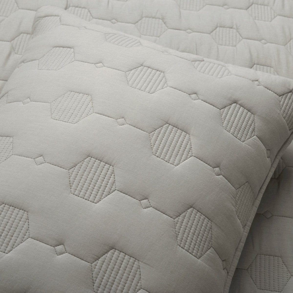 Hexagon Honeycomb Textured Cotton Quilt 3 Piece Set - Image 17