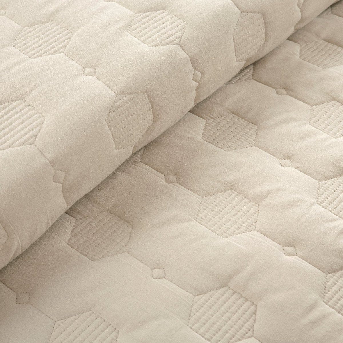 Hexagon Honeycomb Textured Cotton Quilt 3 Piece Set - Image 4