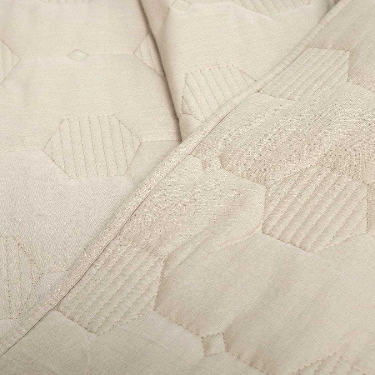 Hexagon Honeycomb Textured Cotton Quilt 3 Piece Set - Image 5