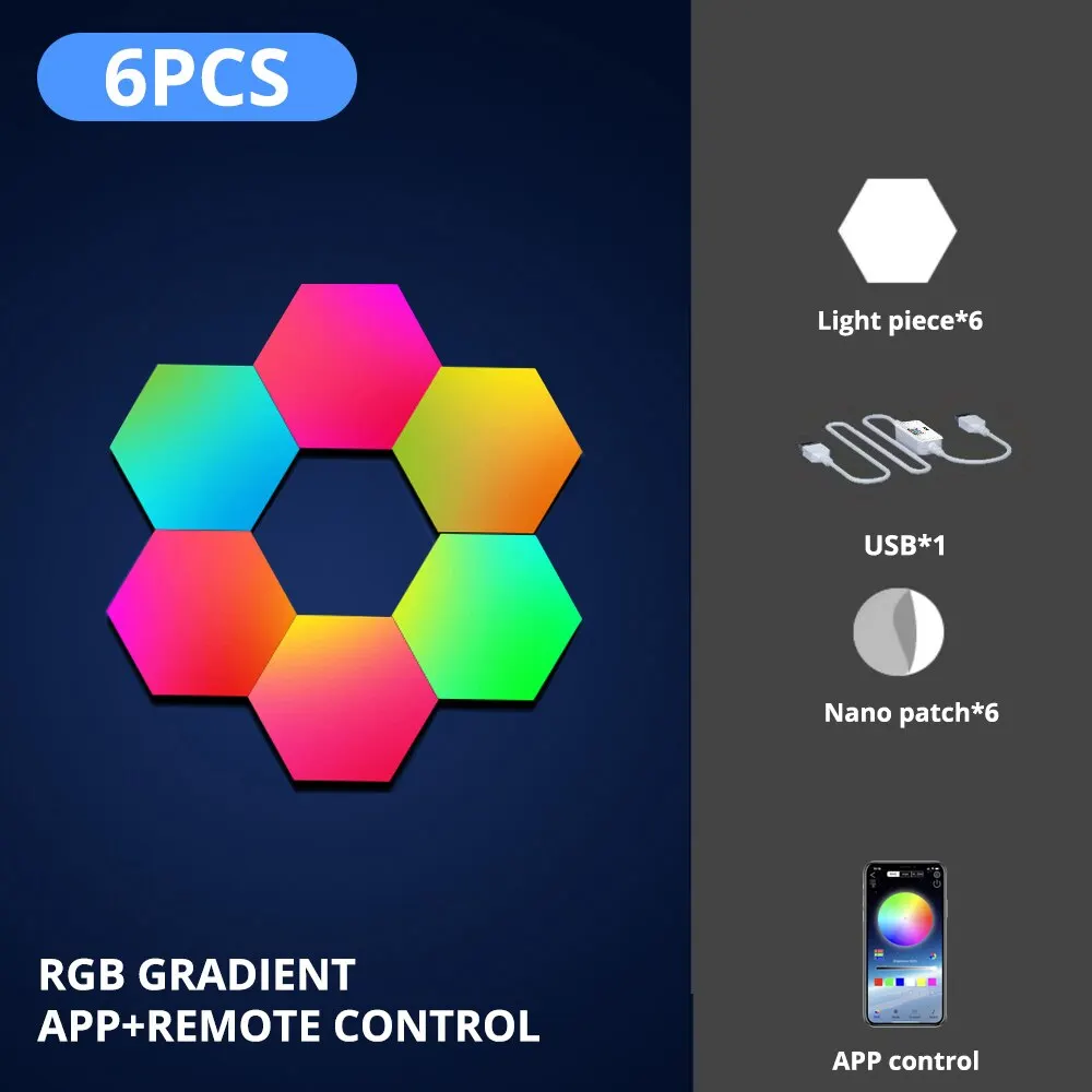 Hexagon LED Wall Lights RGB Panels with Music Sync App Control for Bedroom - Image 13