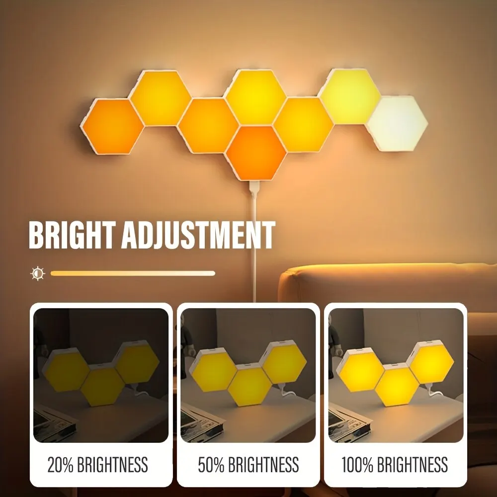 Hexagon LED Wall Lights RGB Panels with Music Sync App Control for Bedroom - Image 5