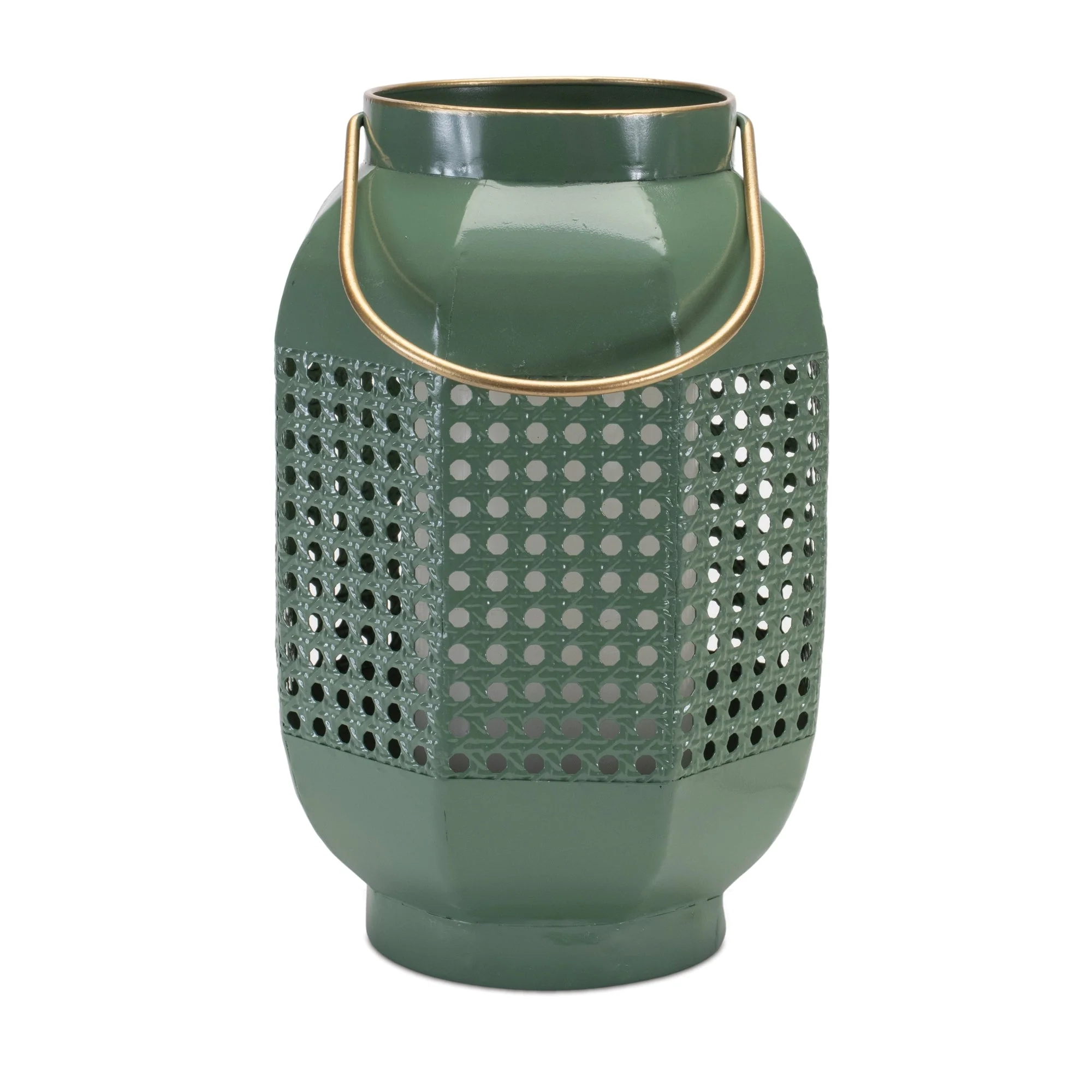 Hexagon metal lantern with gold accent (set of 2) - Image 2