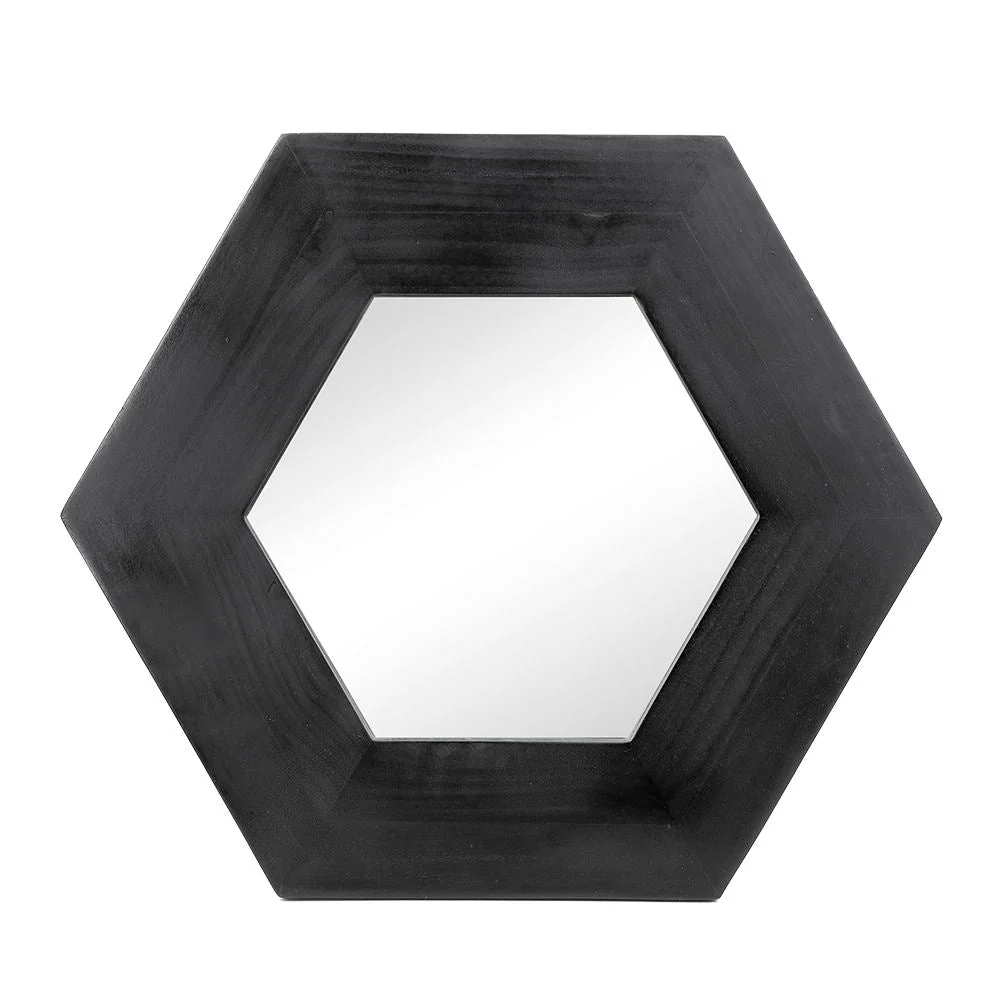 Hexagon Mirror With Natural Wood Frame - Image 12