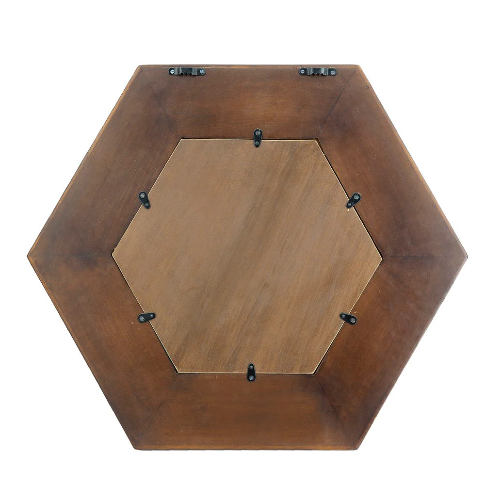Hexagon Mirror With Natural Wood Frame - Image 15