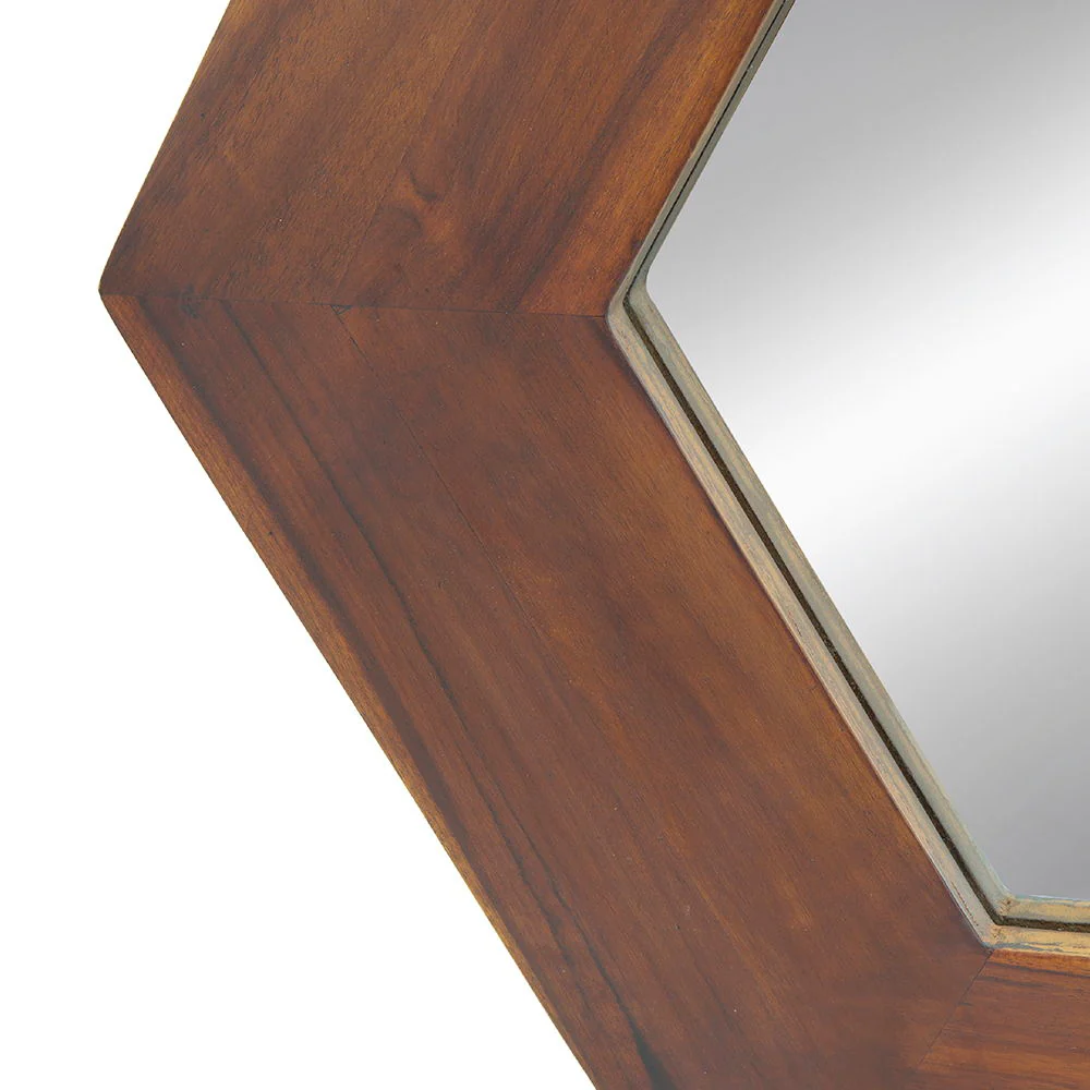 Hexagon Mirror With Natural Wood Frame - Image 20